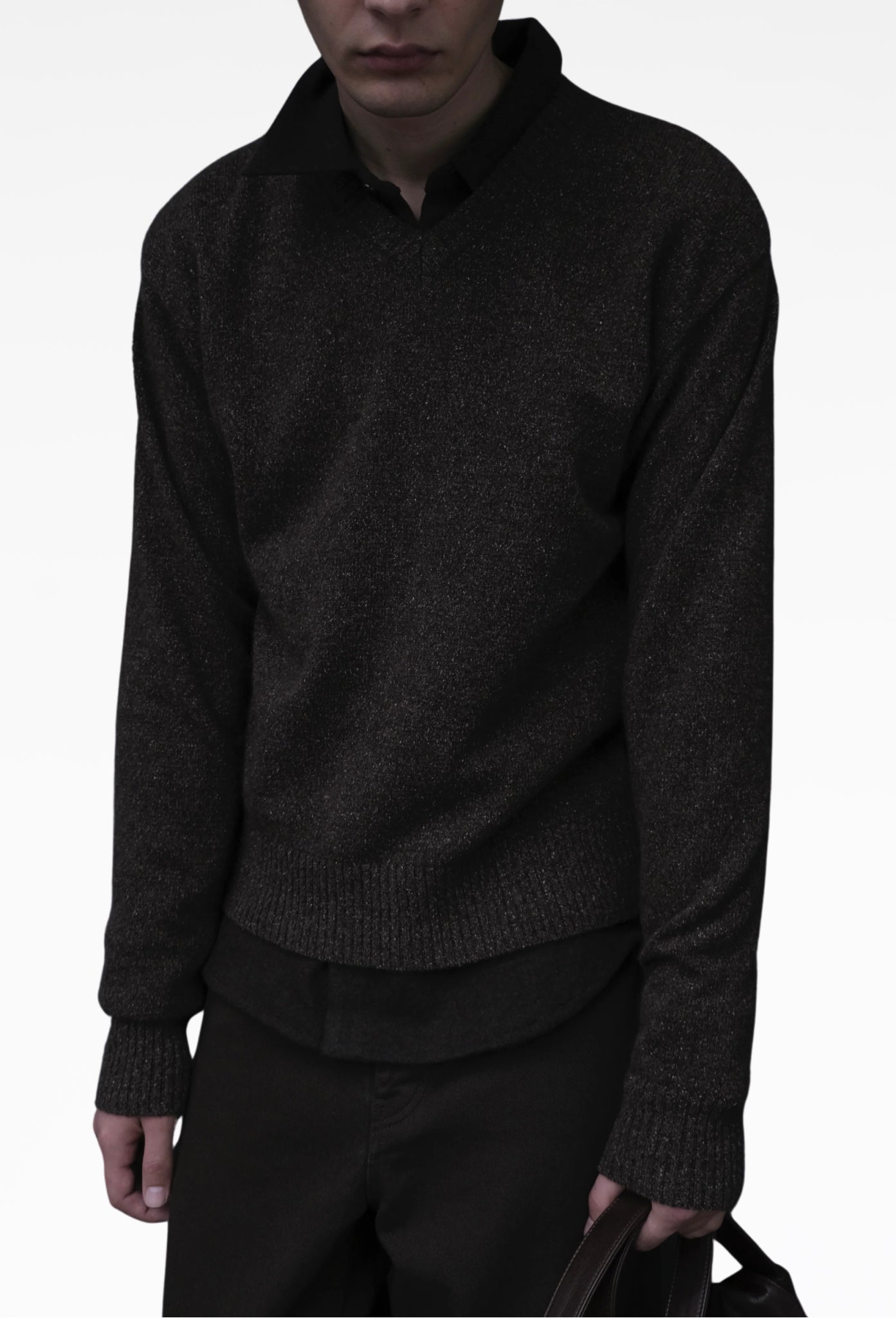 Dark Brown Argyle Knit Sweater