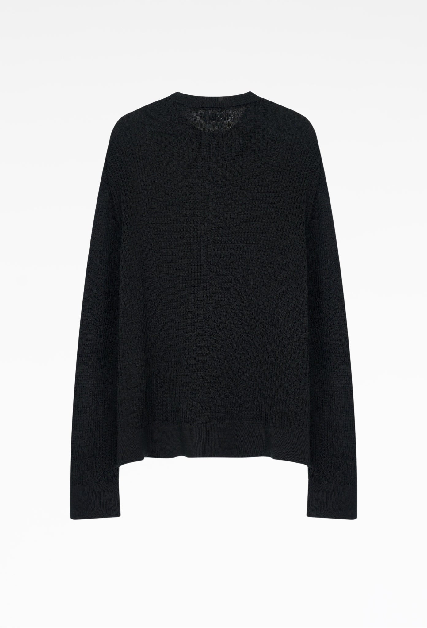 Black Hugh Waffle Knit Sweater