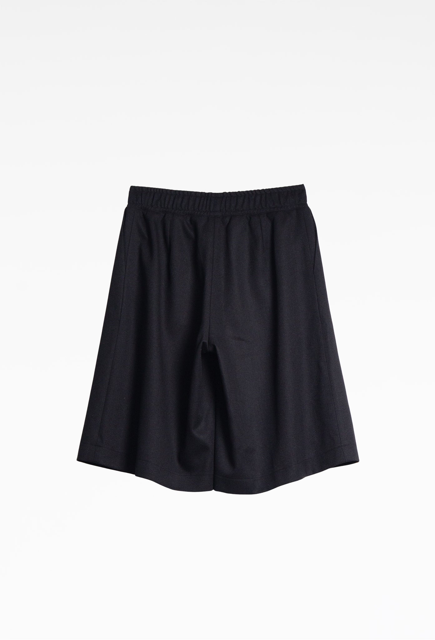 Black Wool Silk Shorts