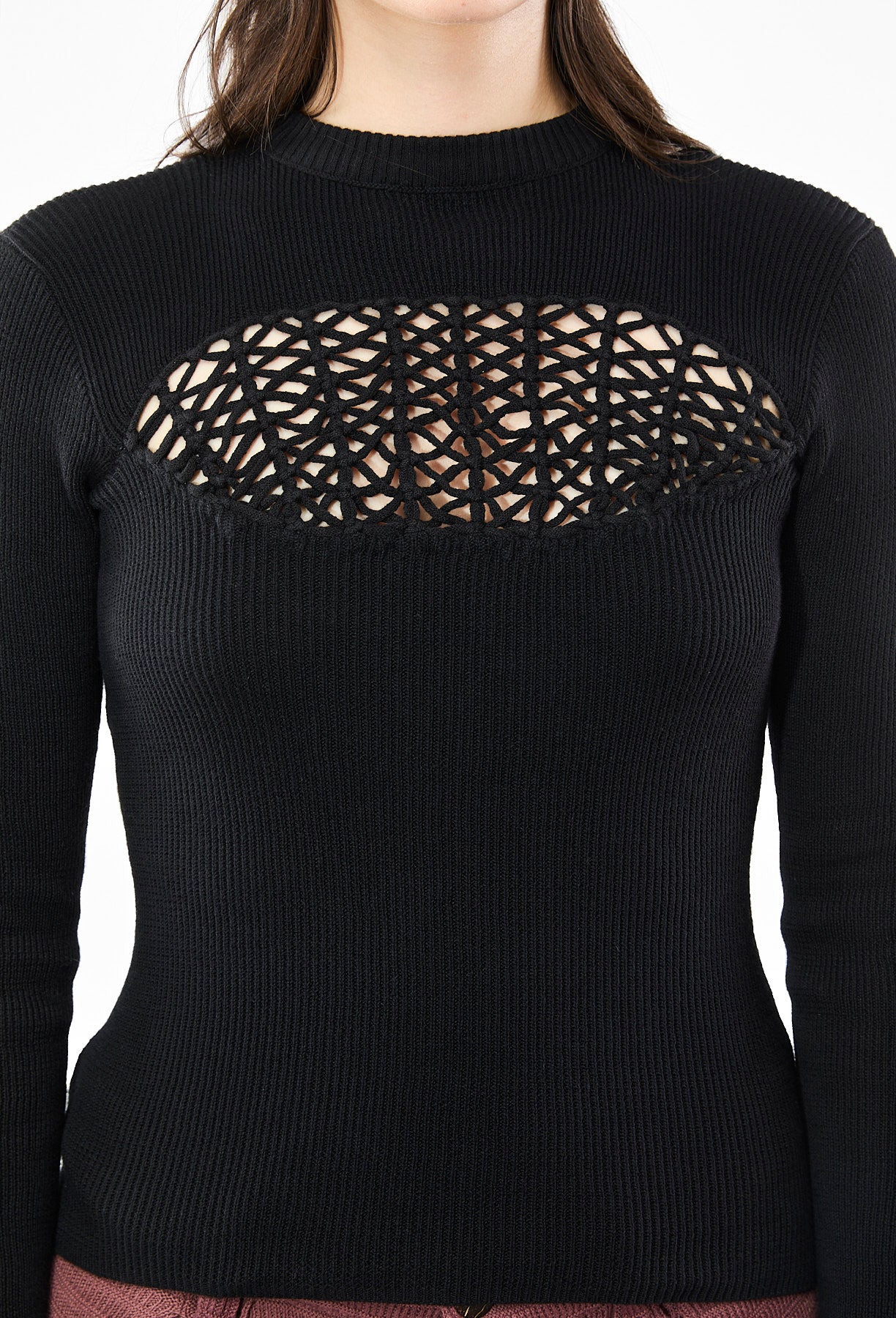 Black Lorraine High Neck Top
