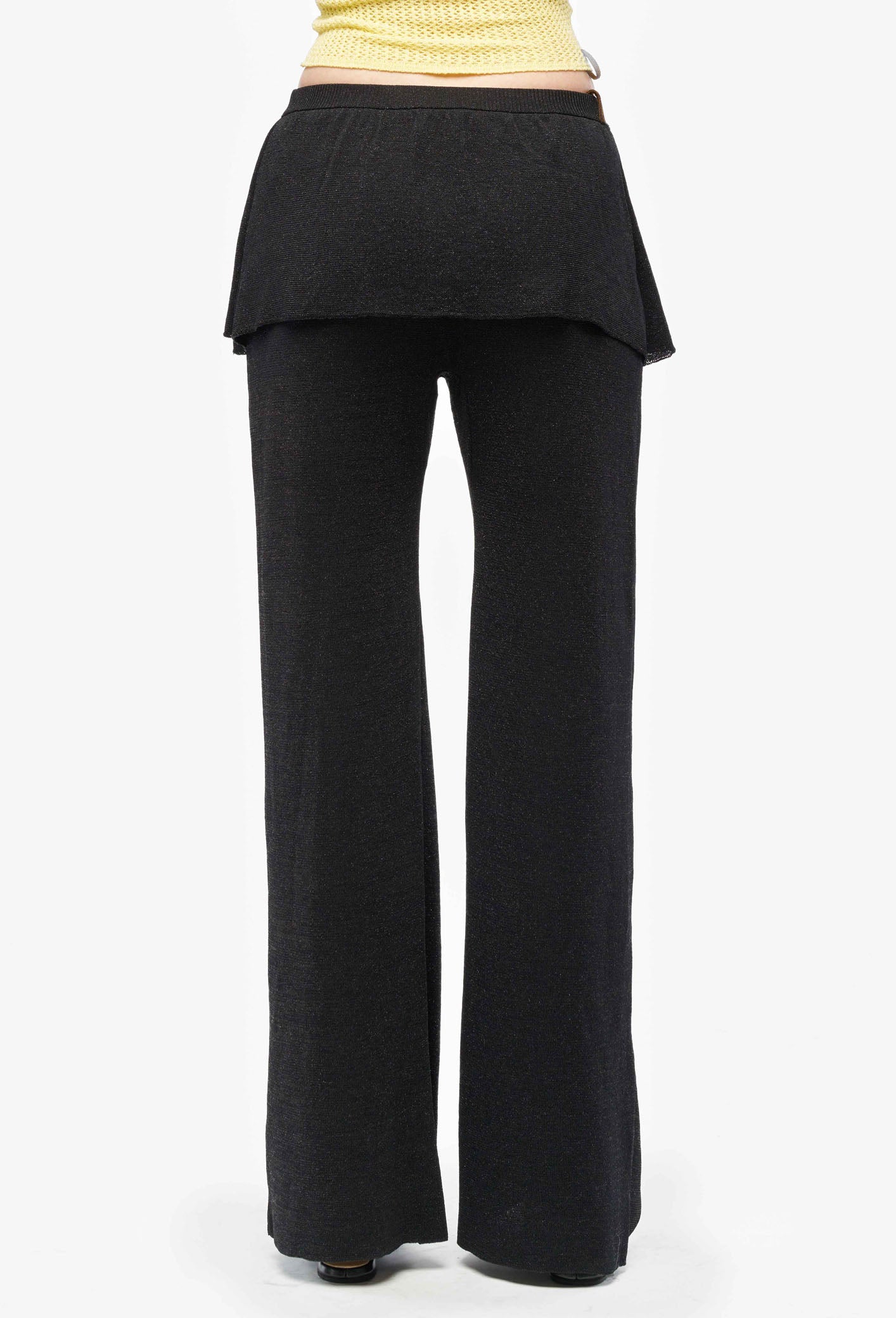 Black Bloomed Metallic Flared Pants