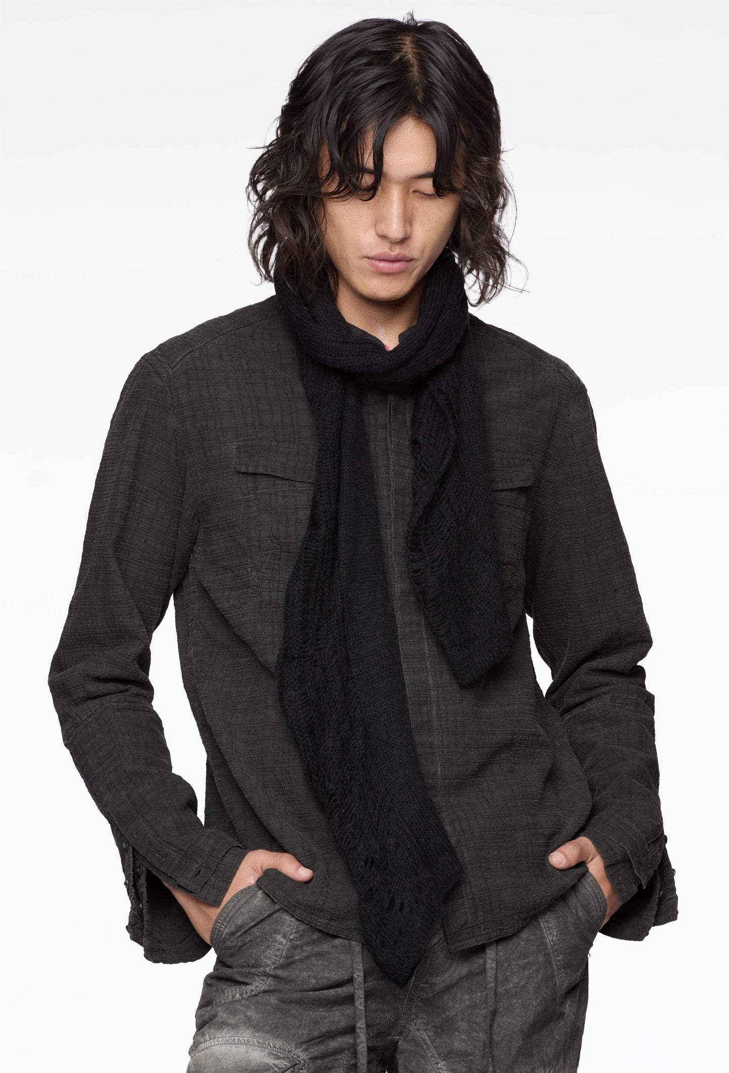 Black Distressed Alpaca Scarf