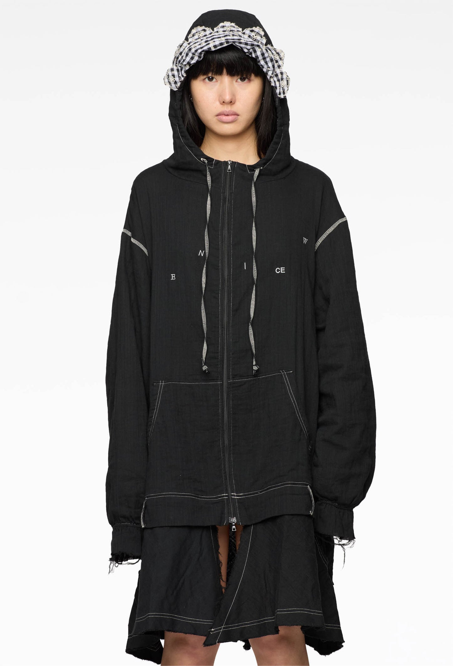 Black Fringe Hoodie