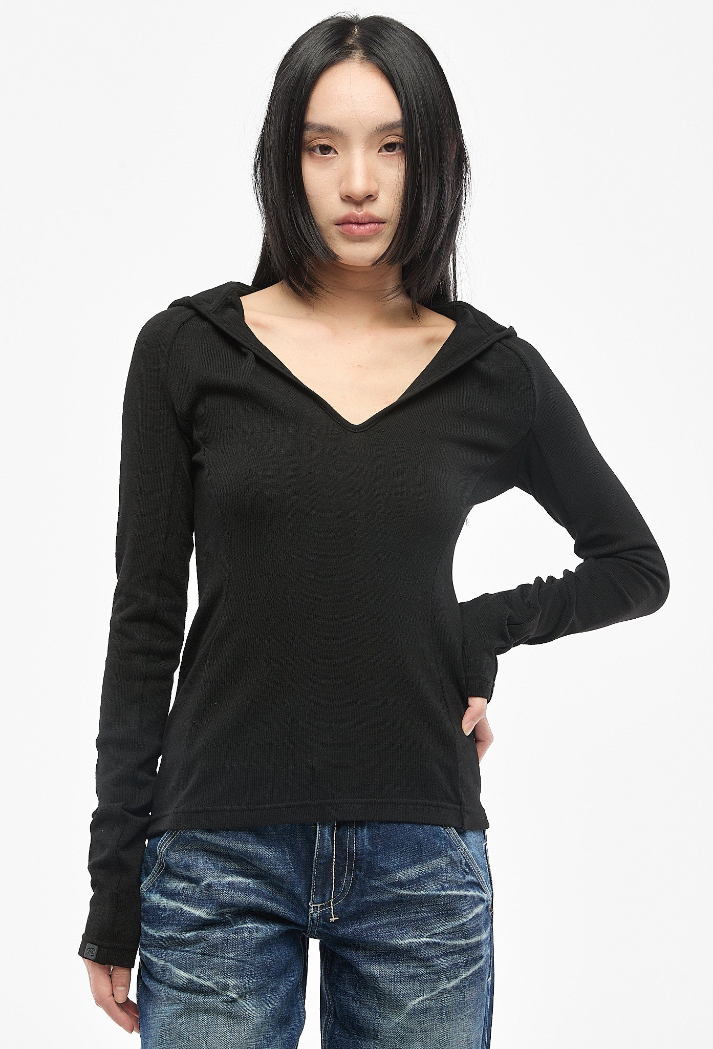 Black Hooded Long Sleeve