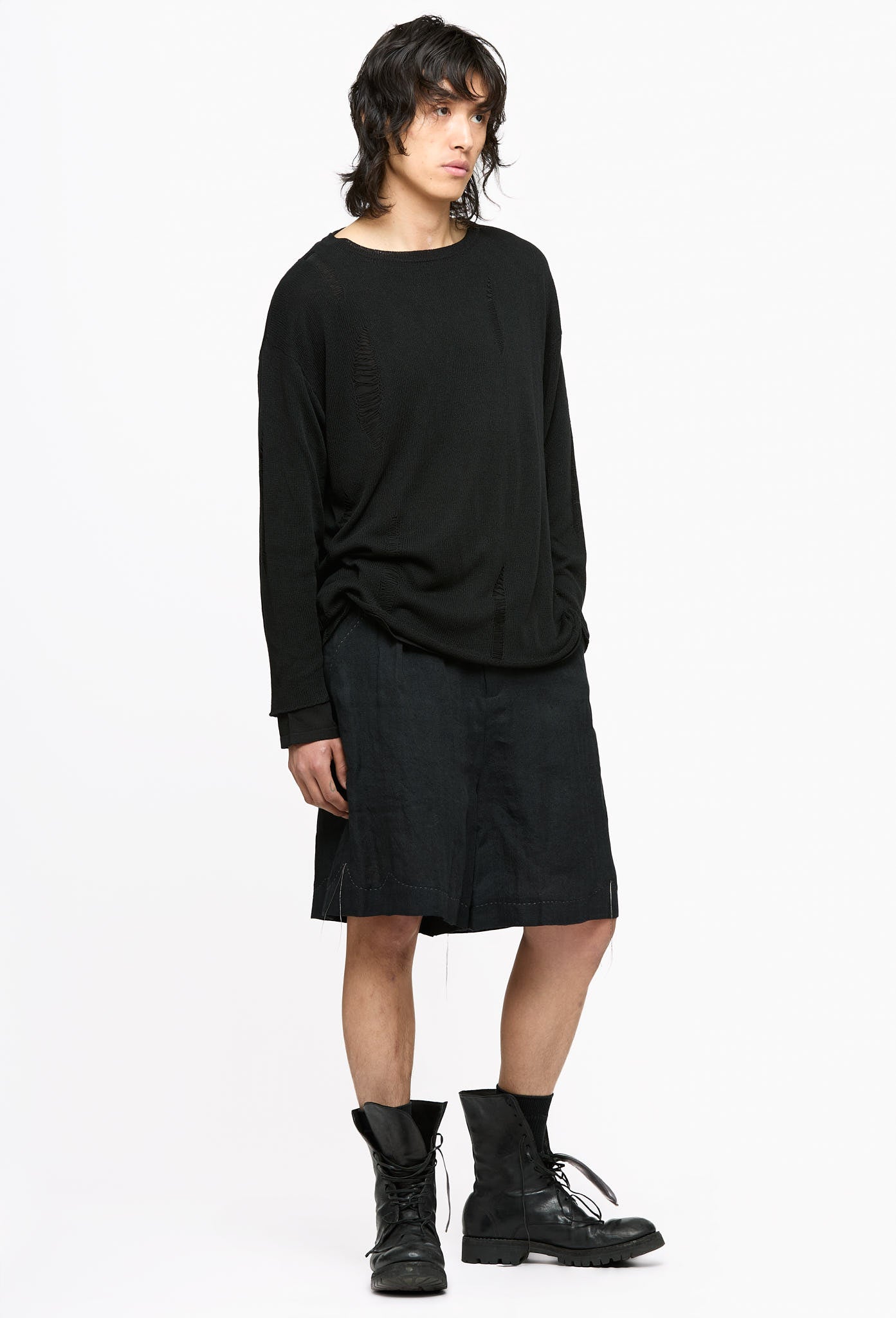 Black Pleated Shorts