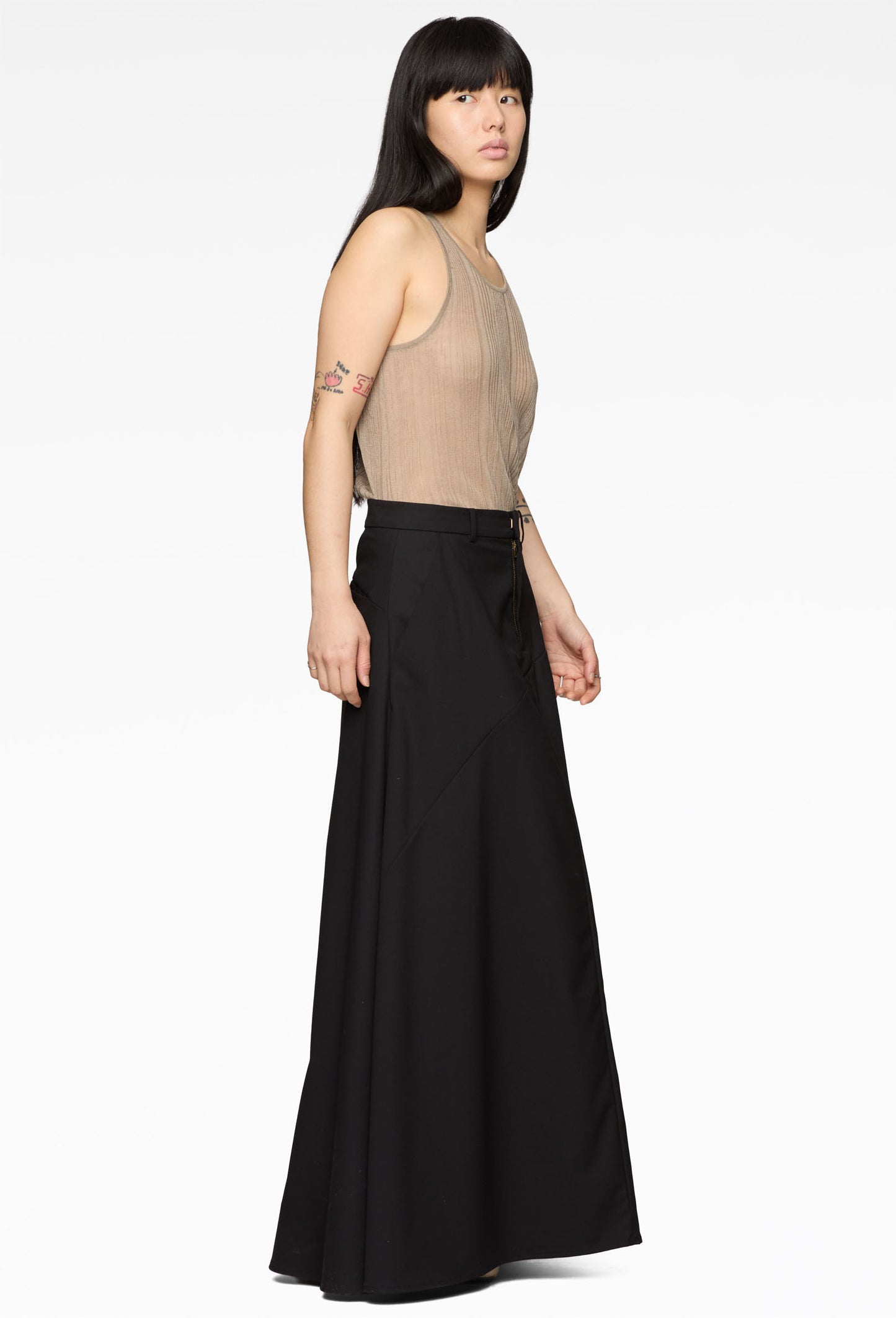 Black Spliced Full Skirt