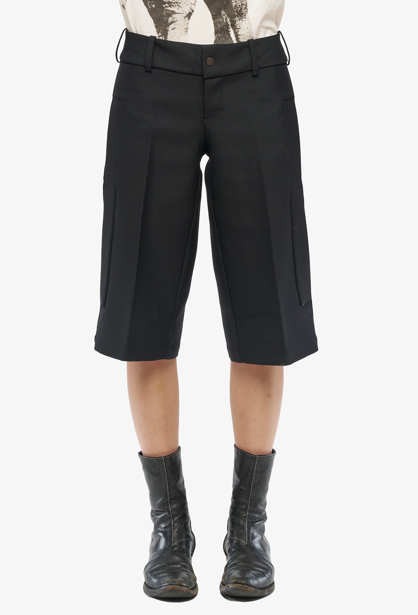 Black Straight Bermuda Shorts