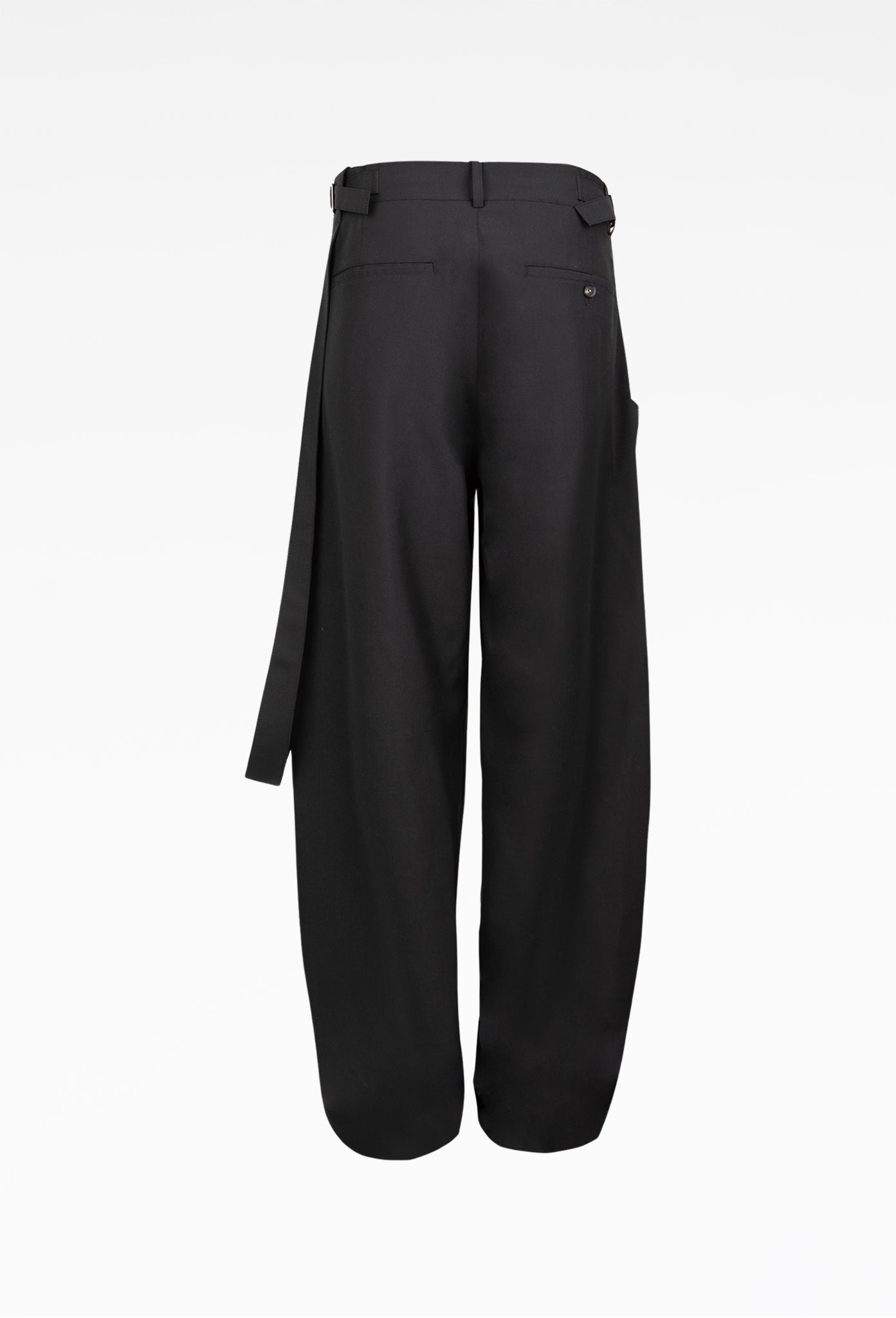 Black Strap Detailed Wide Trousers