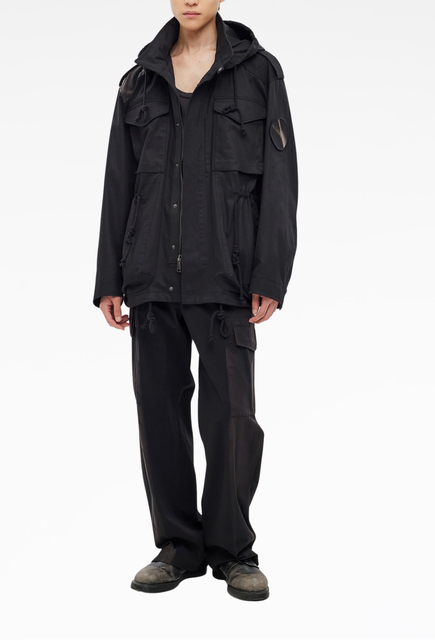 Black Sun-Bleached Belted Trousers