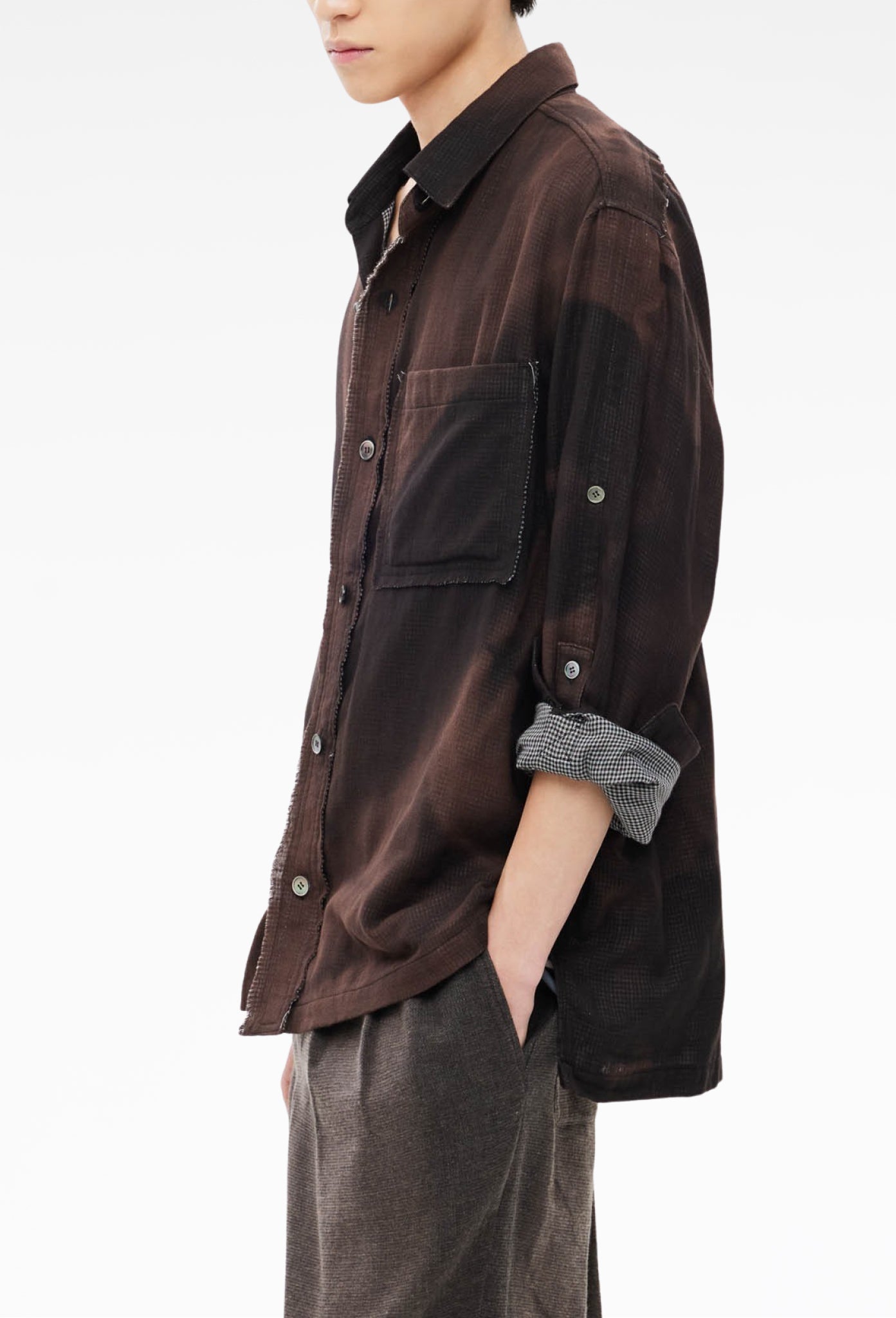 Black Sun-Bleached Strap Detailed Shirt