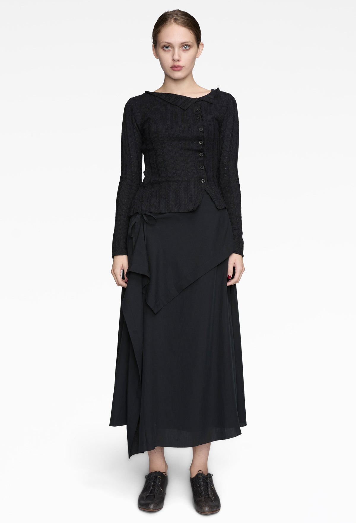 Black Tailored Gathered Top