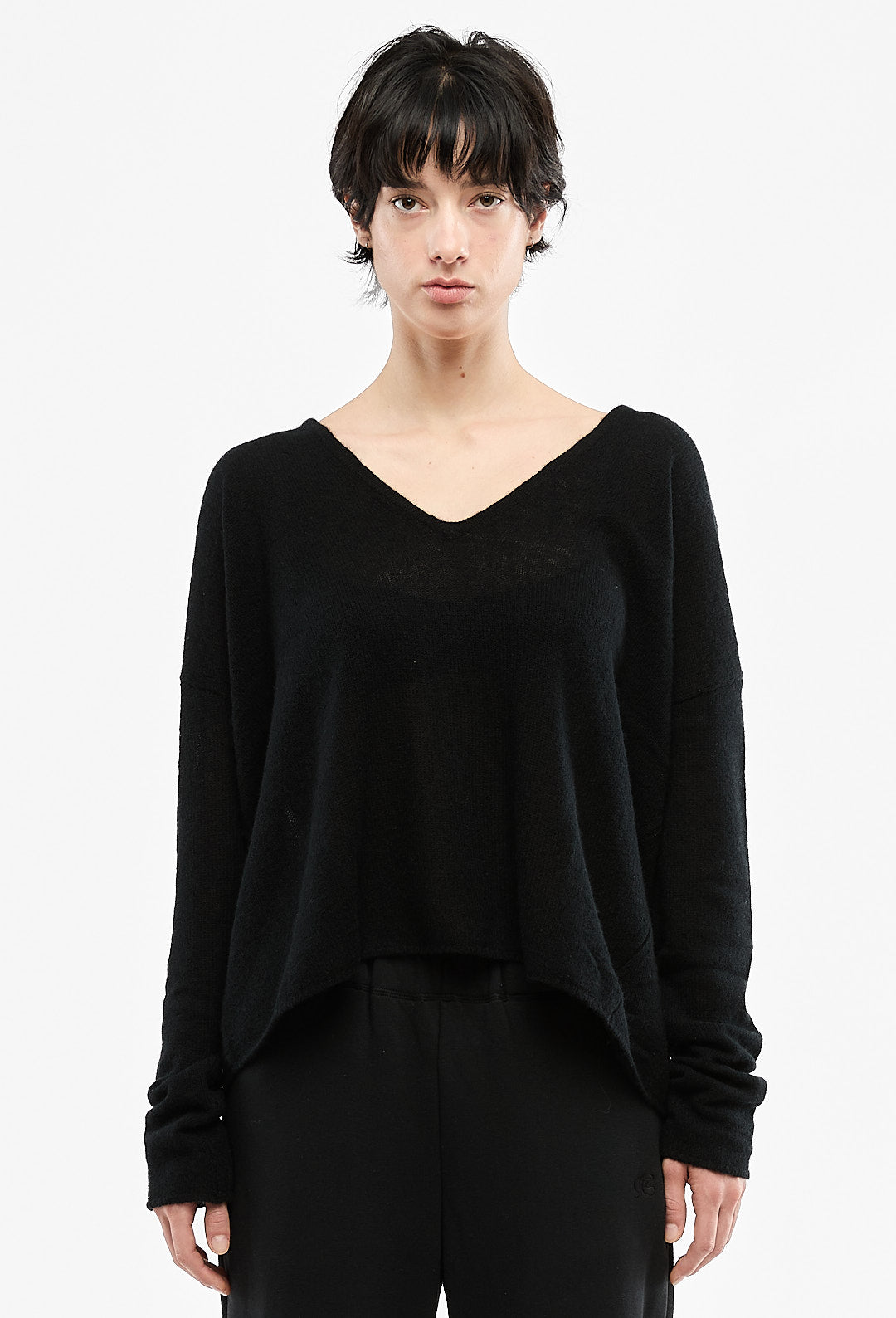 Black V-Neck Oversized Sweater