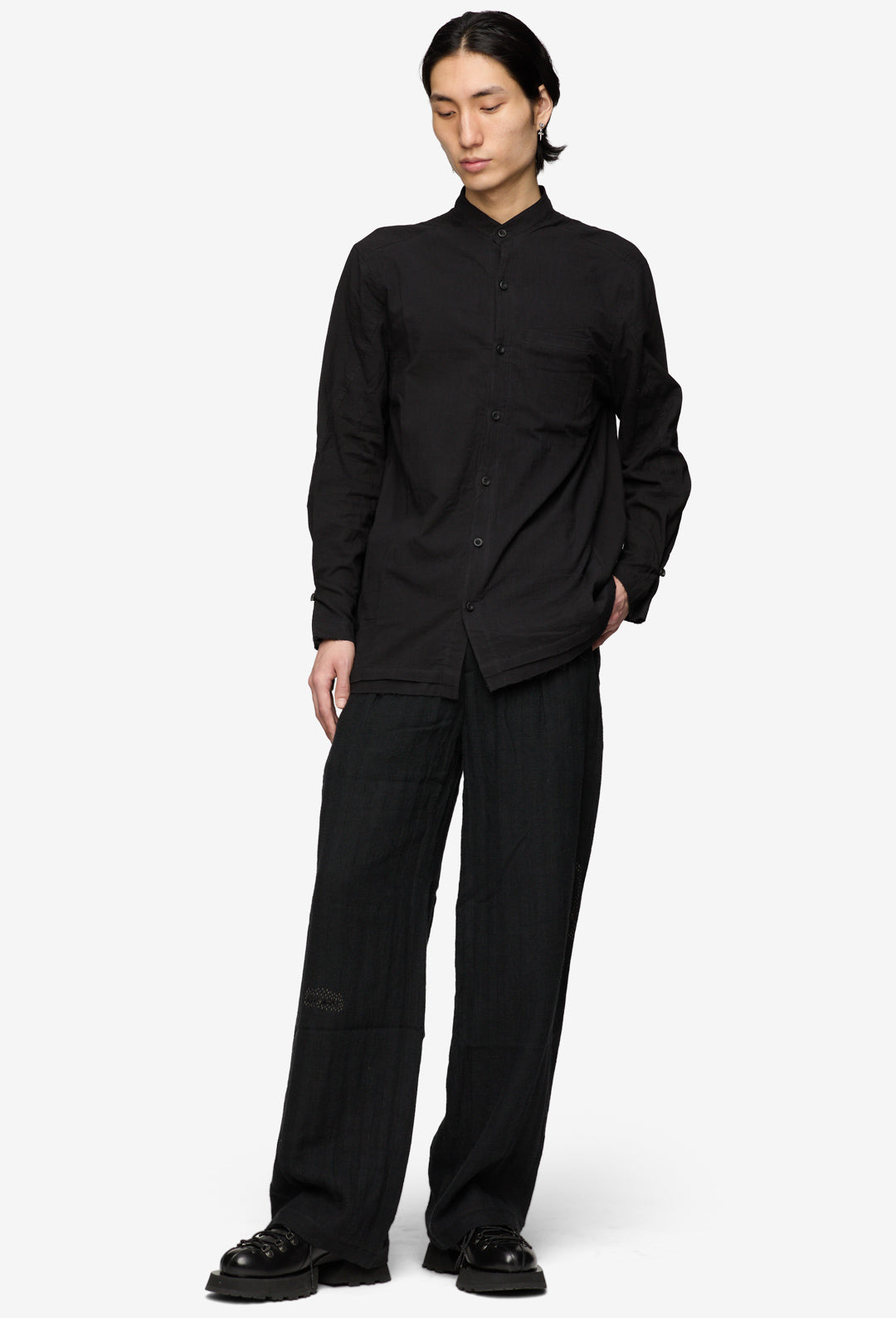 Black Wrinkled Effect Shirt
