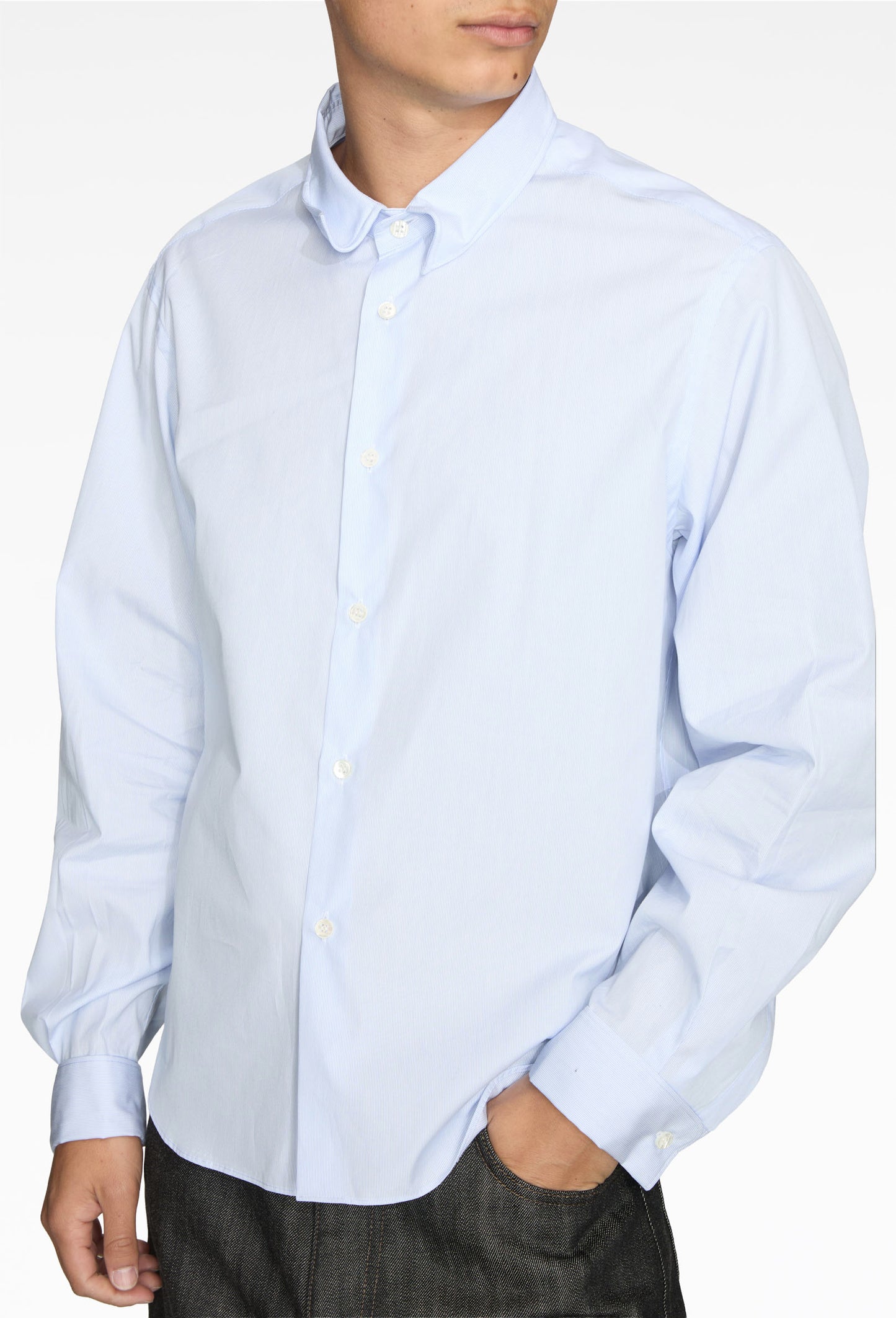 Blue Finn Wired Double Cuff Shirt in Cotton Poplin