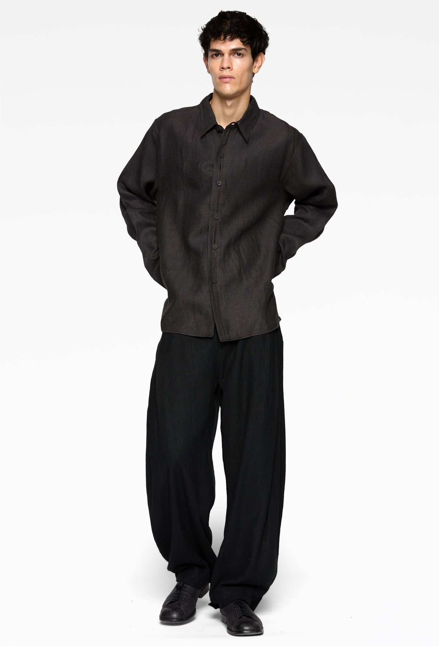 Brown Linen / Puppytooth Welt Shirt