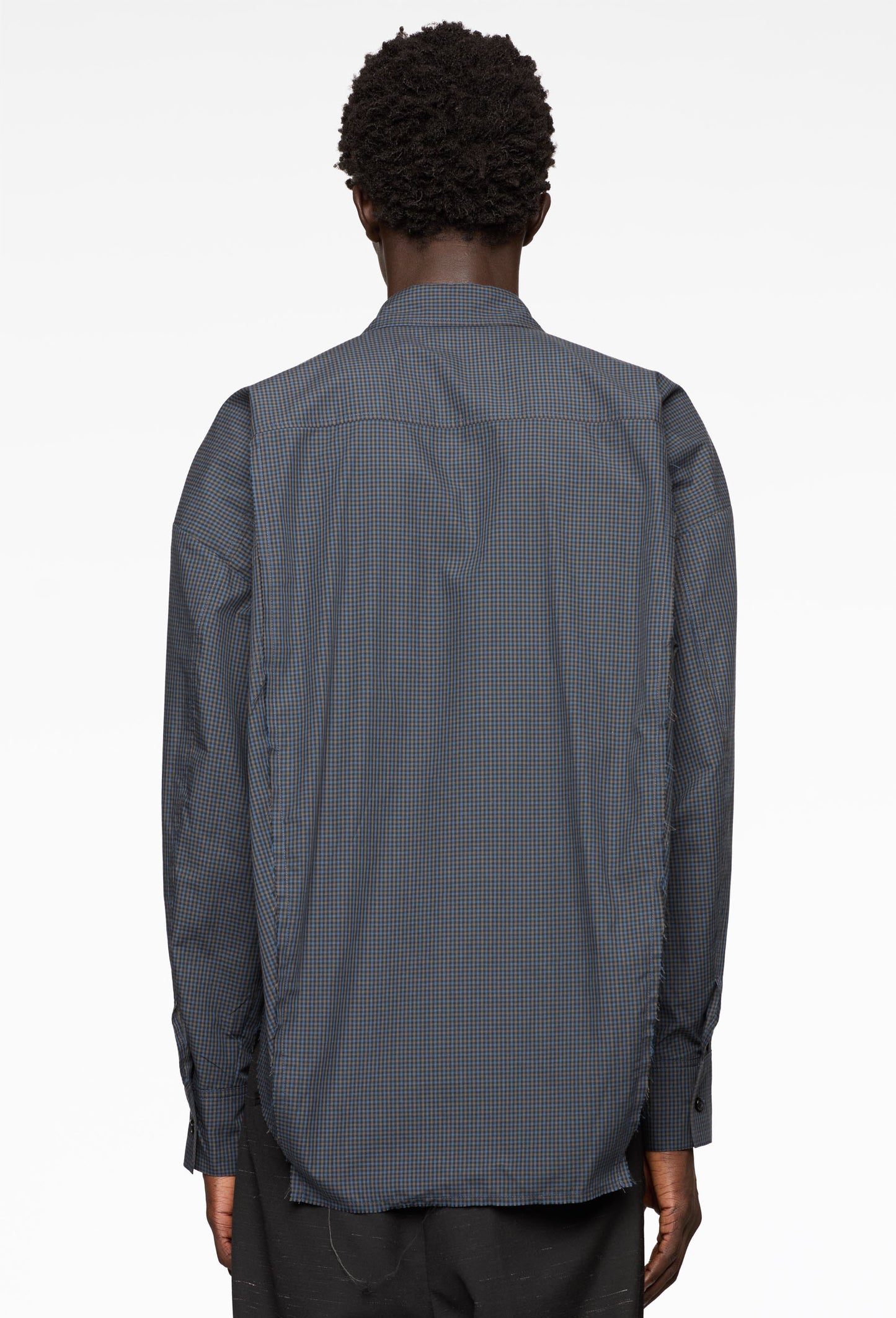 Blue Reworked Gingham Flannel Shirt