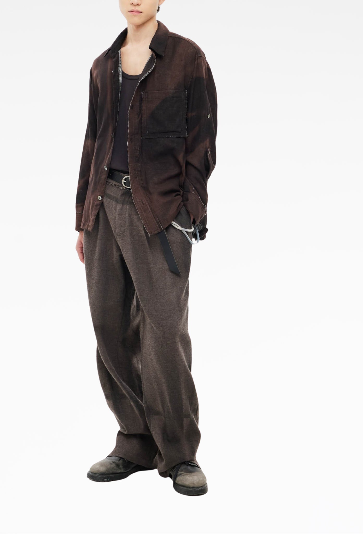 Brown Sun-Bleached Straight Trousers