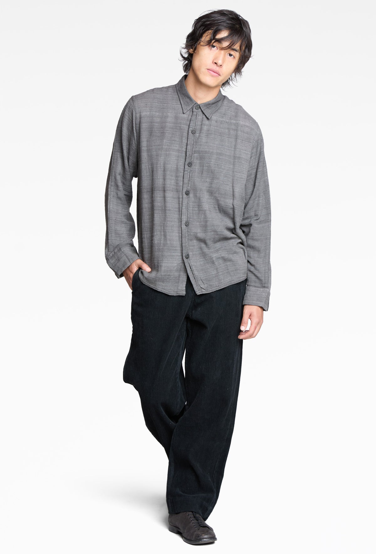 Charcoal Dyed Matka Silk Welt Shirt