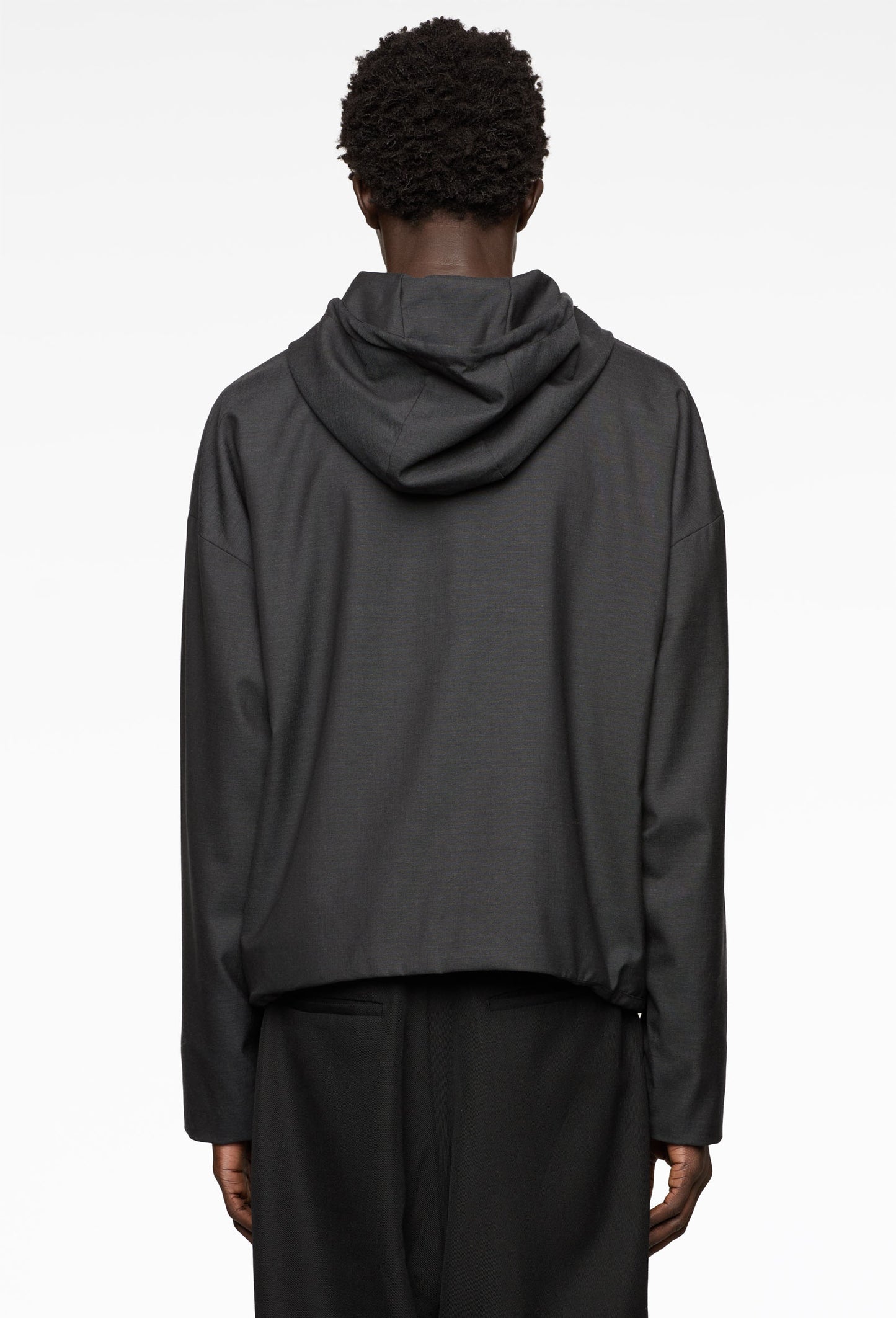 Charcoal Lamina Wool Hooded Blouson