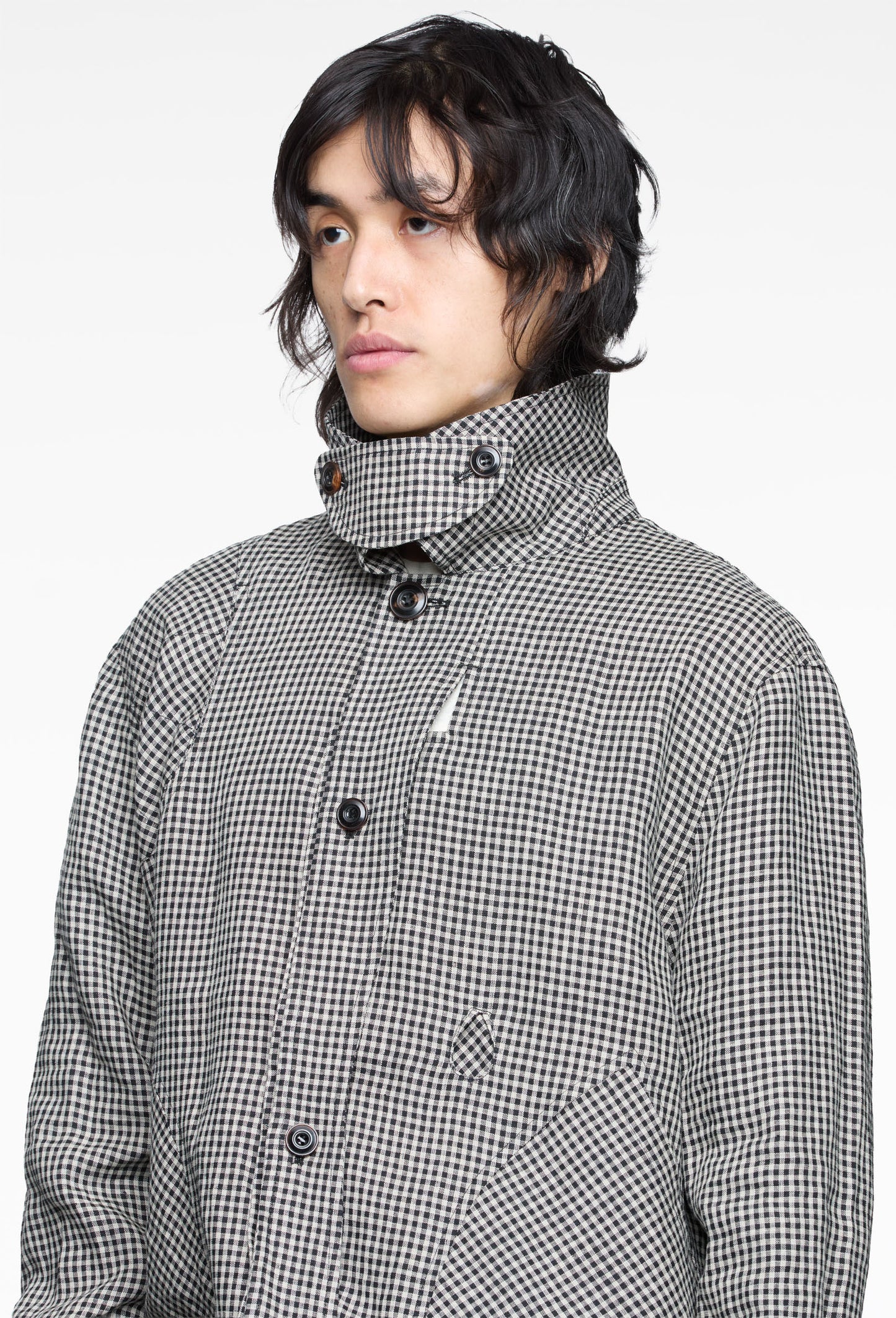 Chessboard Gingham Shooting Mid Coat