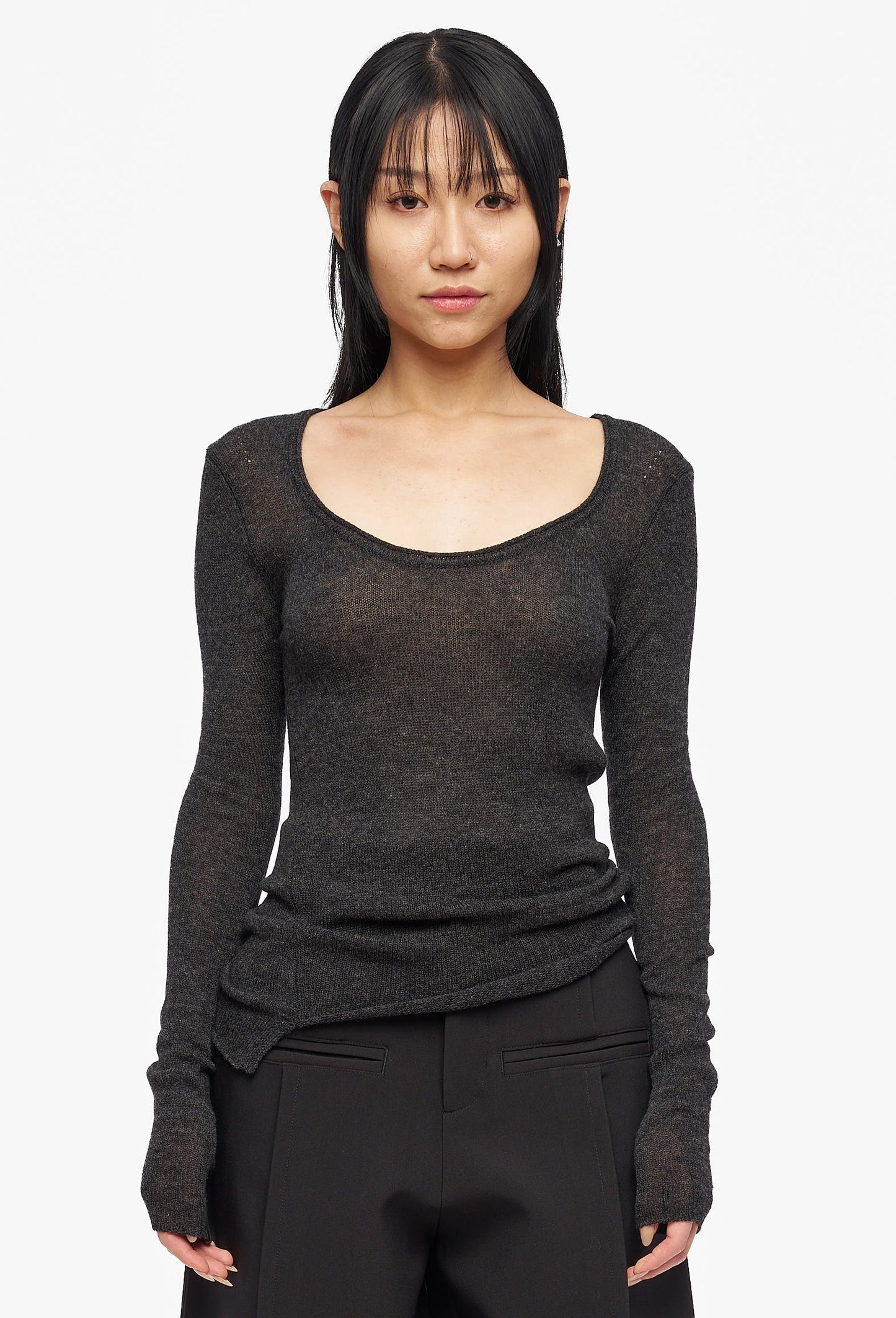 Dark Grey Knitted Bottoming Shirt