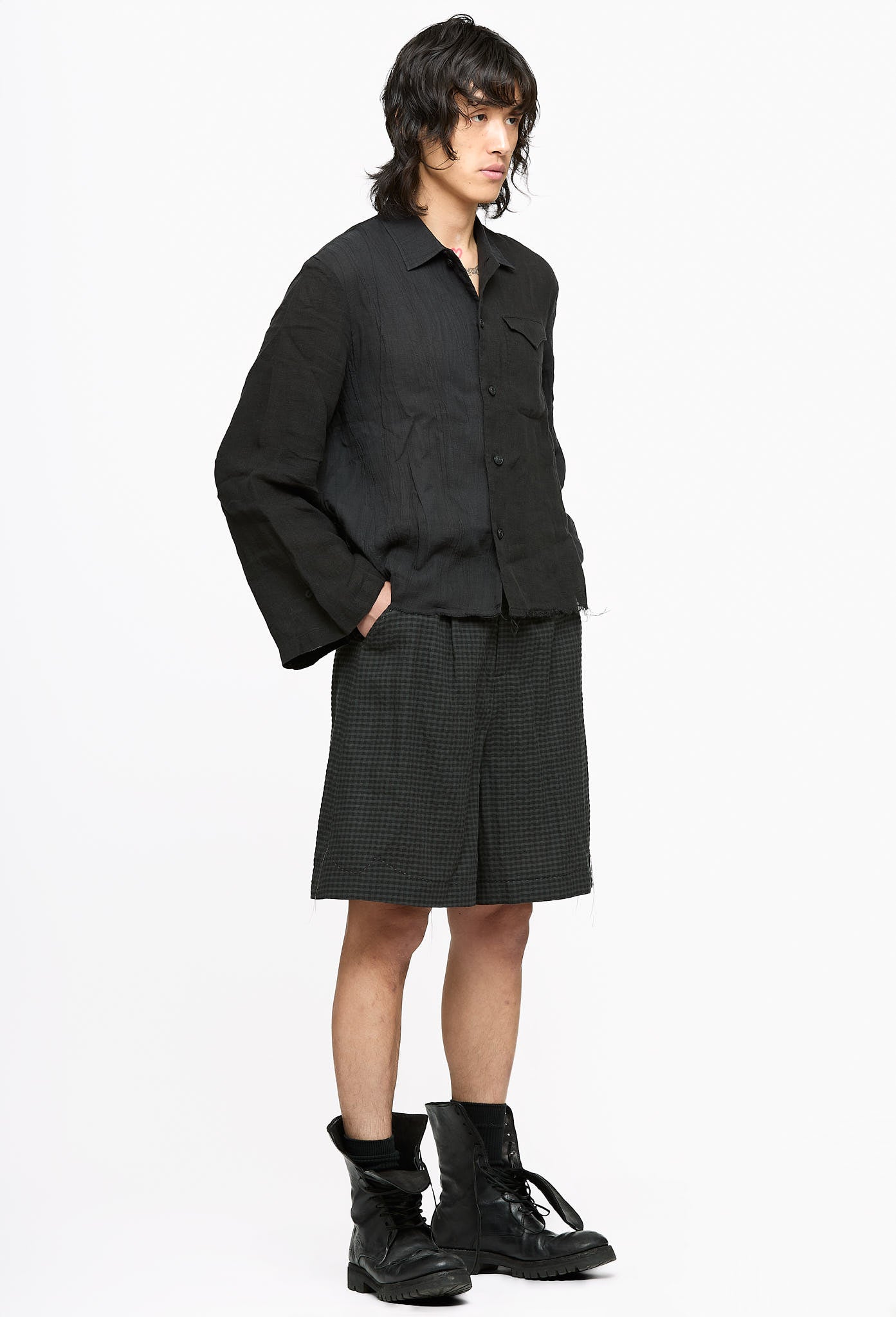 Dusty Check Pleated Shorts