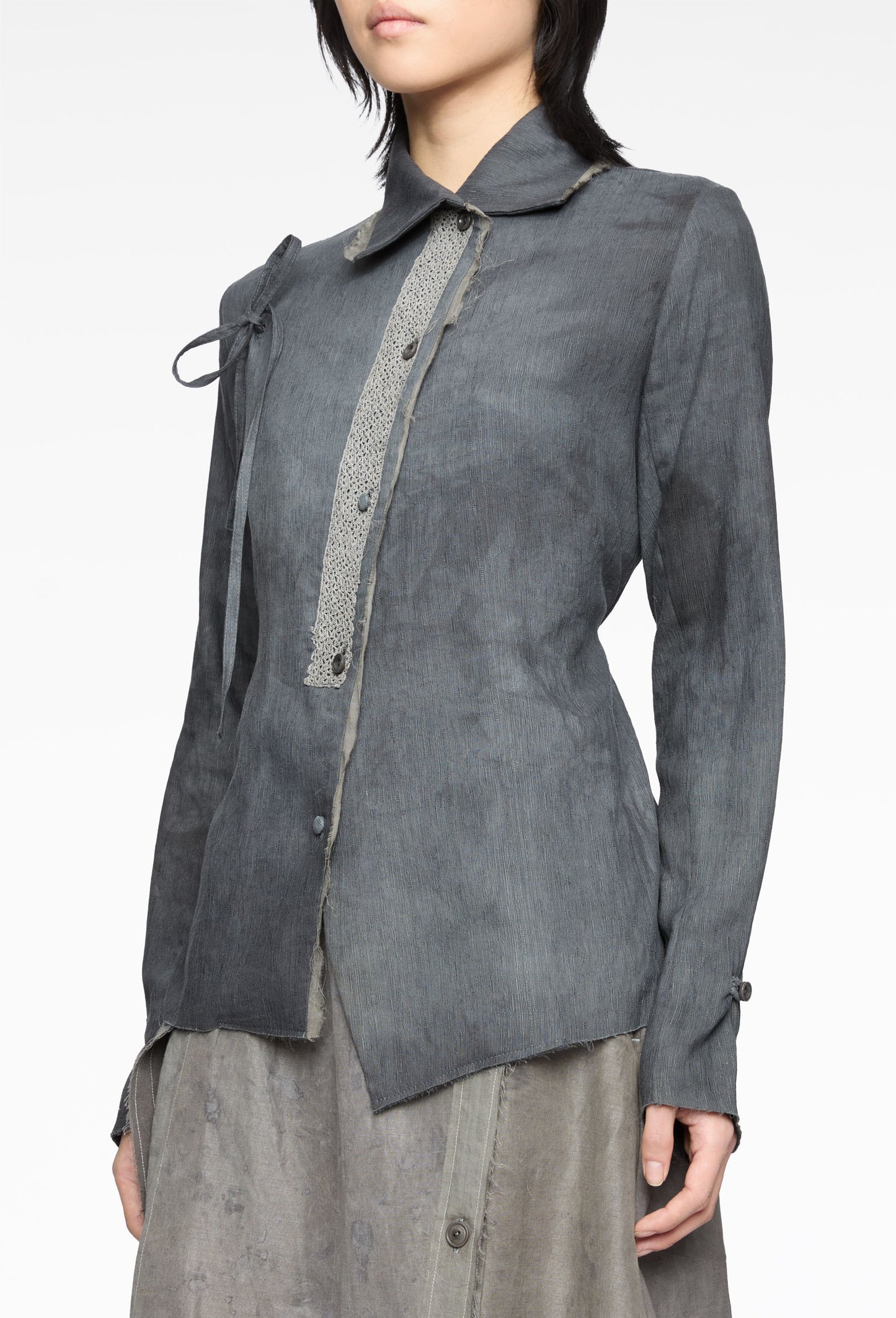 Forgotten Materials - Antique Lace Patch Asymmetrical Shirt (Komune Exclusive)
