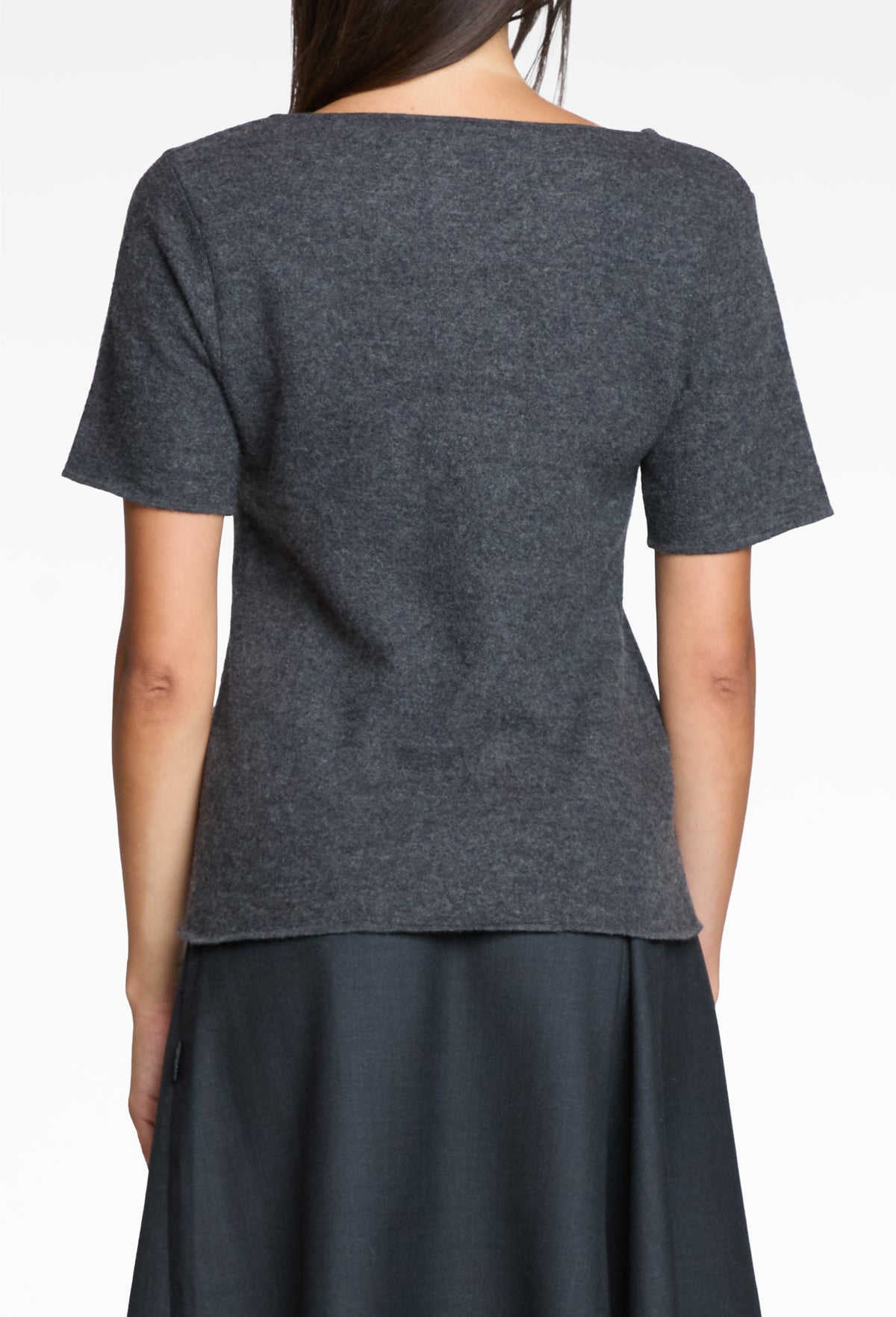 Grey Felted Y-Neck Short Sleeve