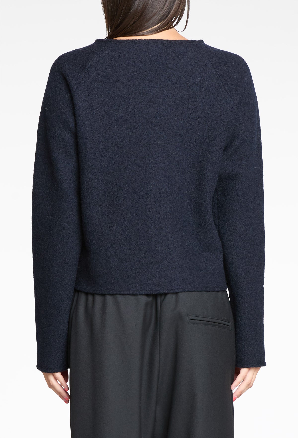 Grey/Navy Felted V-Neck Top