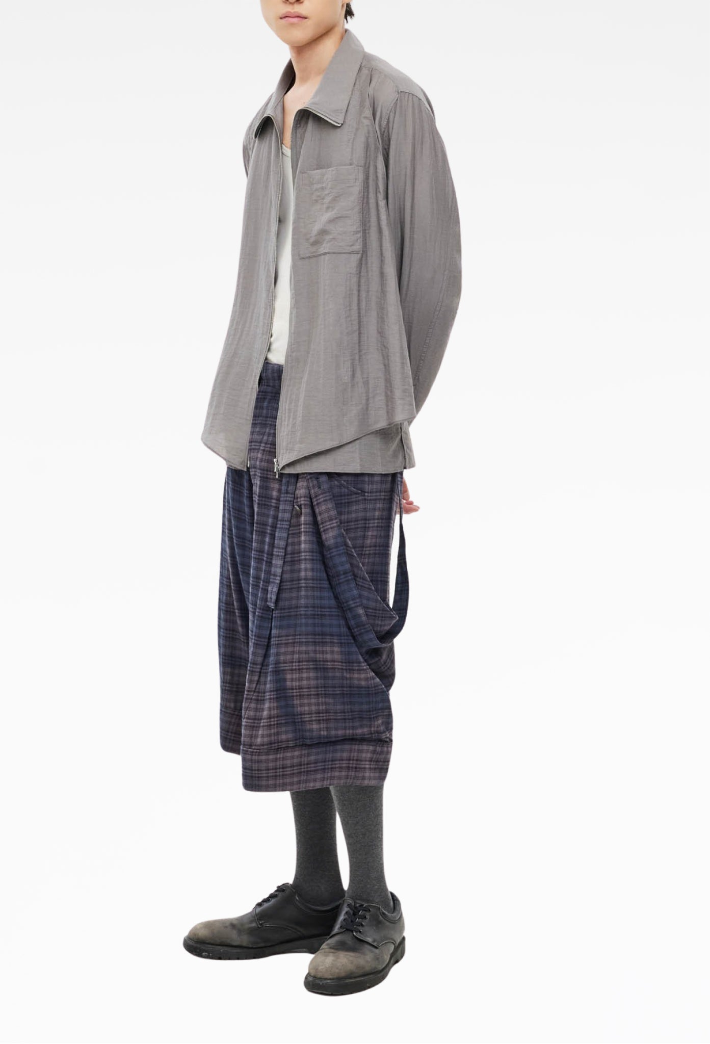 Navy Sun-Bleached Layered Strap Half Trousers