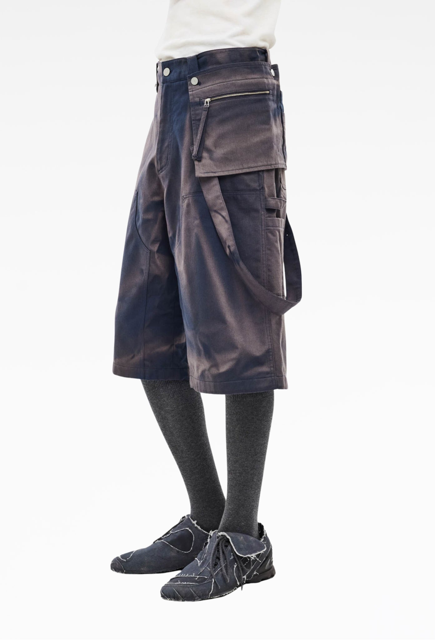 Navy Sun-Bleached Work Half Trousers