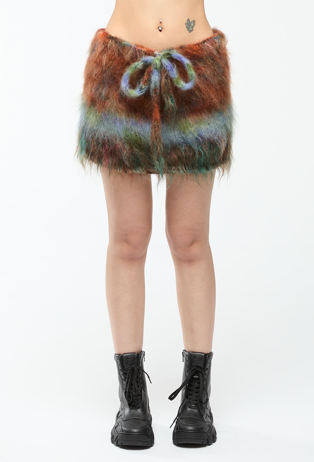 Nong Rak - Adjustable Mohair Knit Mini Skirt with Bow