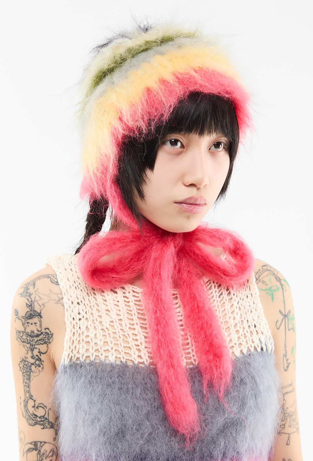 Free People - Colorful Fuzzy Hat & Knitted Top