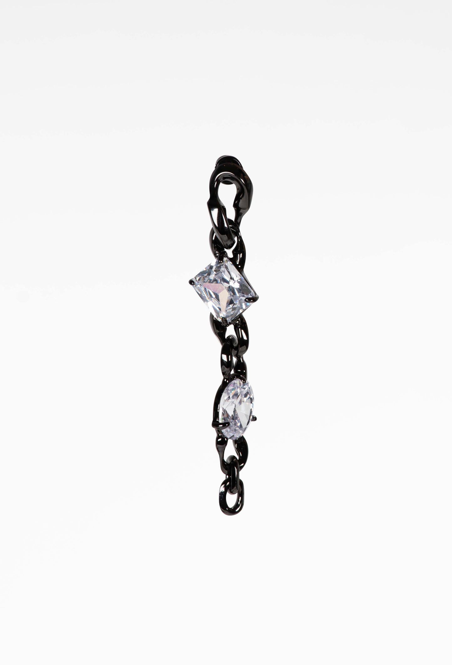 A SWEETLIMEJUICE - Black Mixed Octa Oval Chains Earring with Clear CZ Stones in Sleek Design