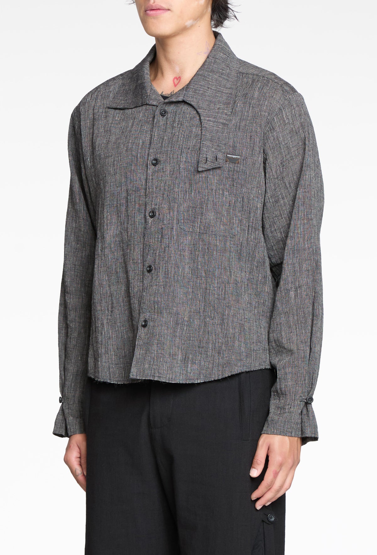 Stripe Modular Collar Work Shirt