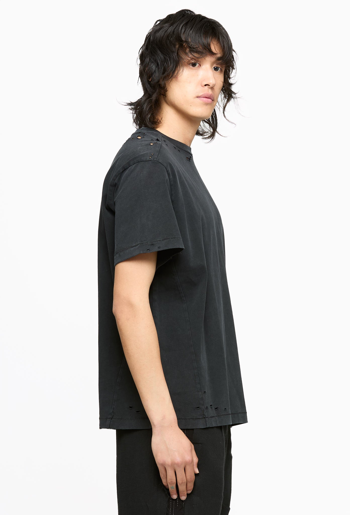 Washed Black Destroyed Tee