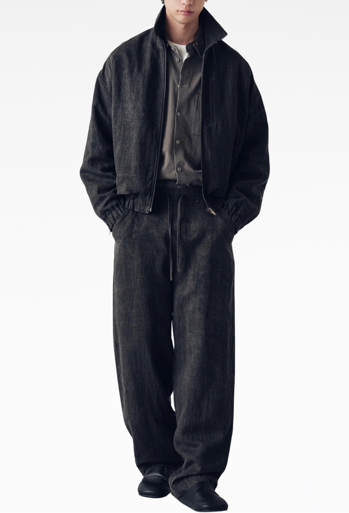 Sumi-Dyed Linen Cohen Relaxed Trousers