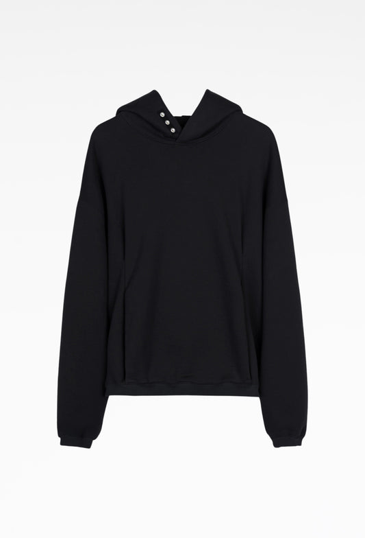 Black Suvin Cotton Rhea Pullover Hoodie