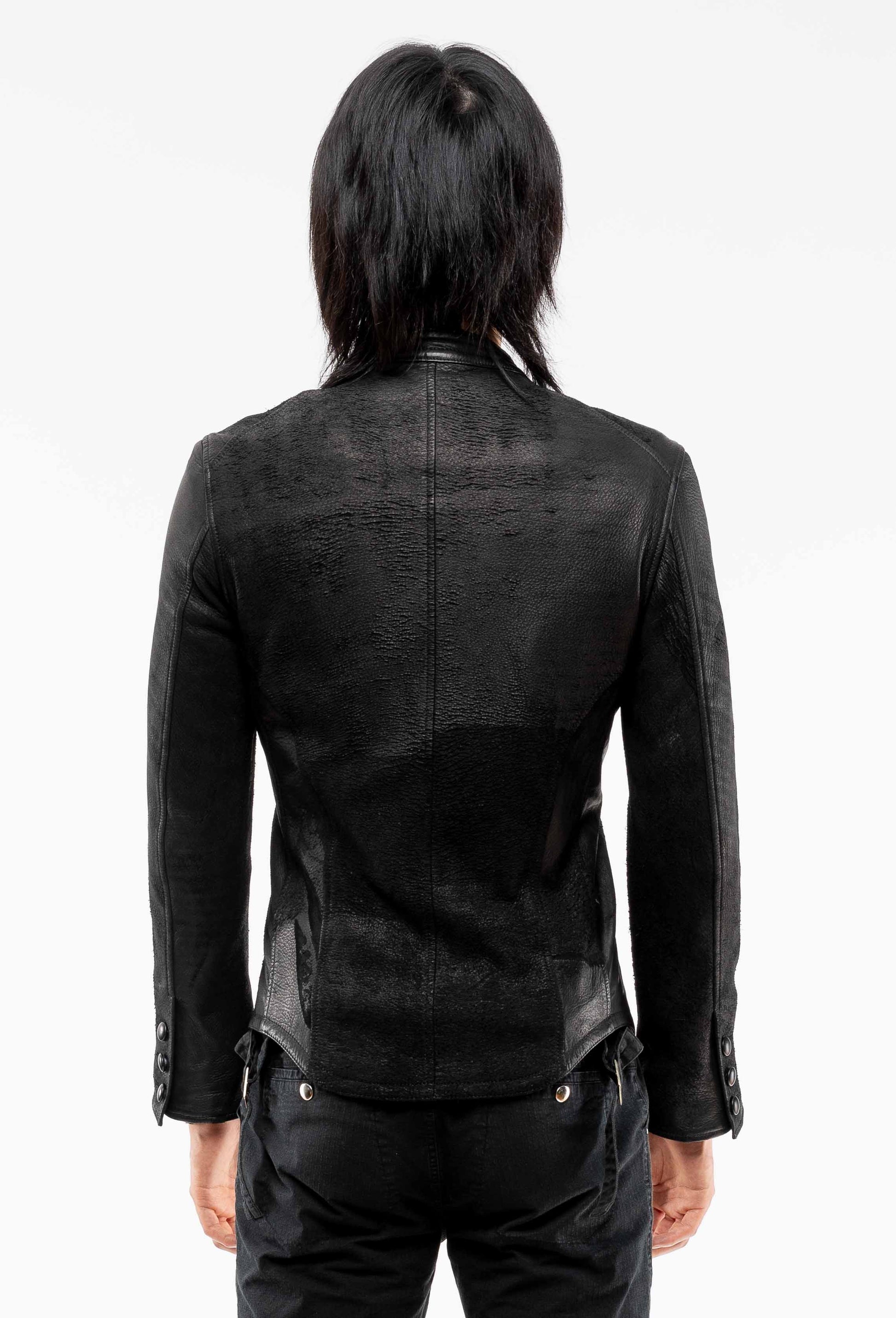 chen-g - black leather fensing jacket