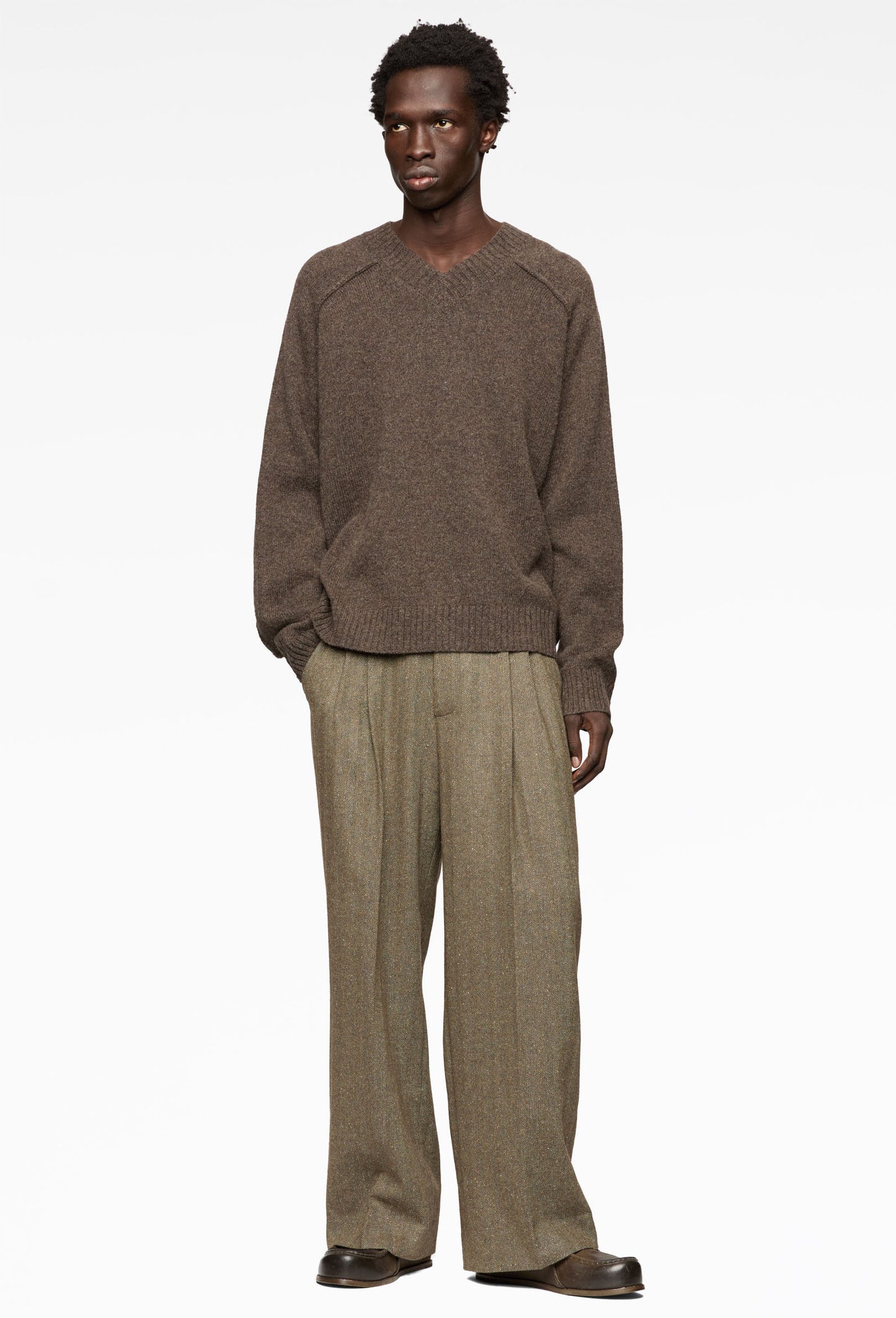 Melange Bark V-Neck Knit