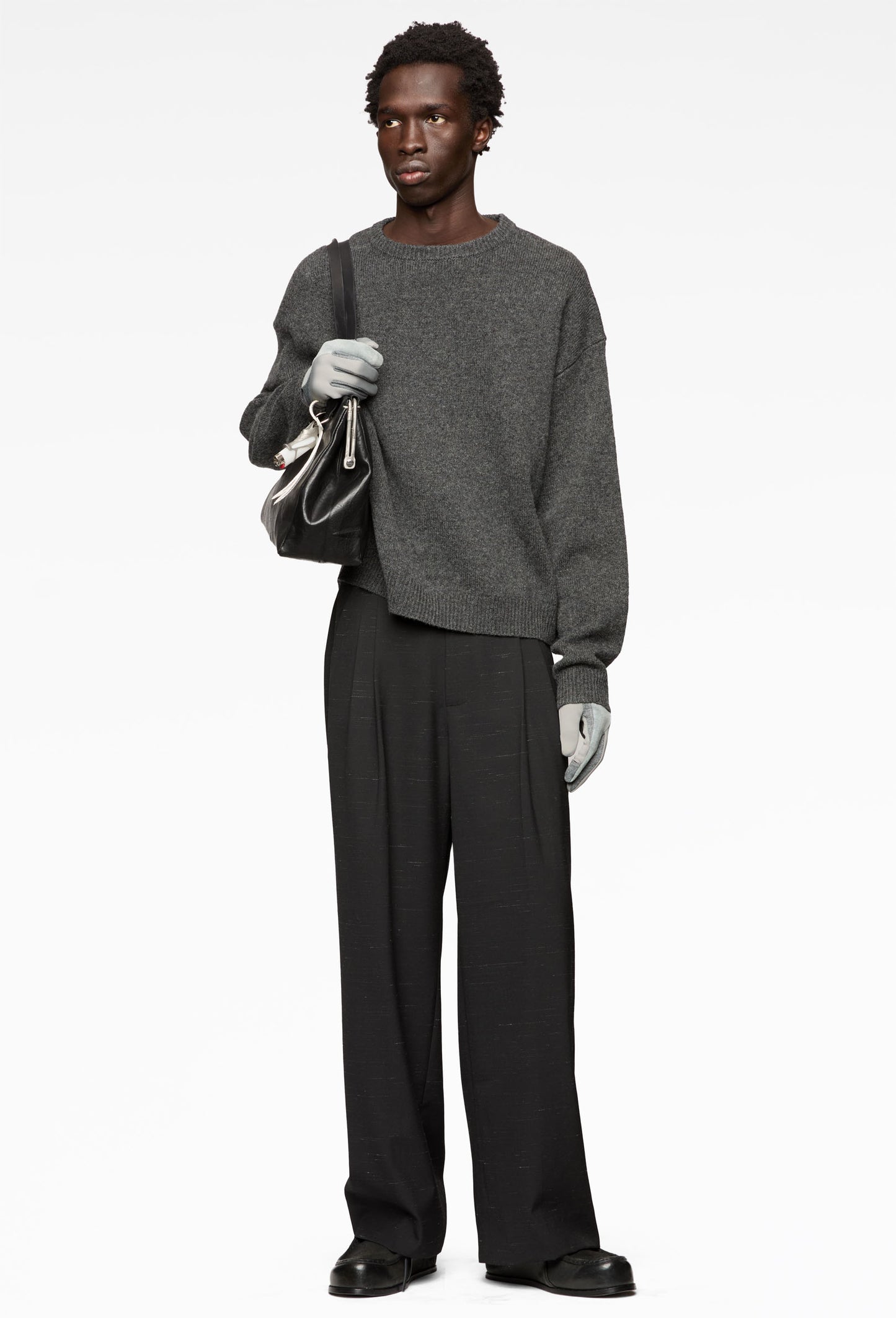 Melange Charcoal Drape Knit