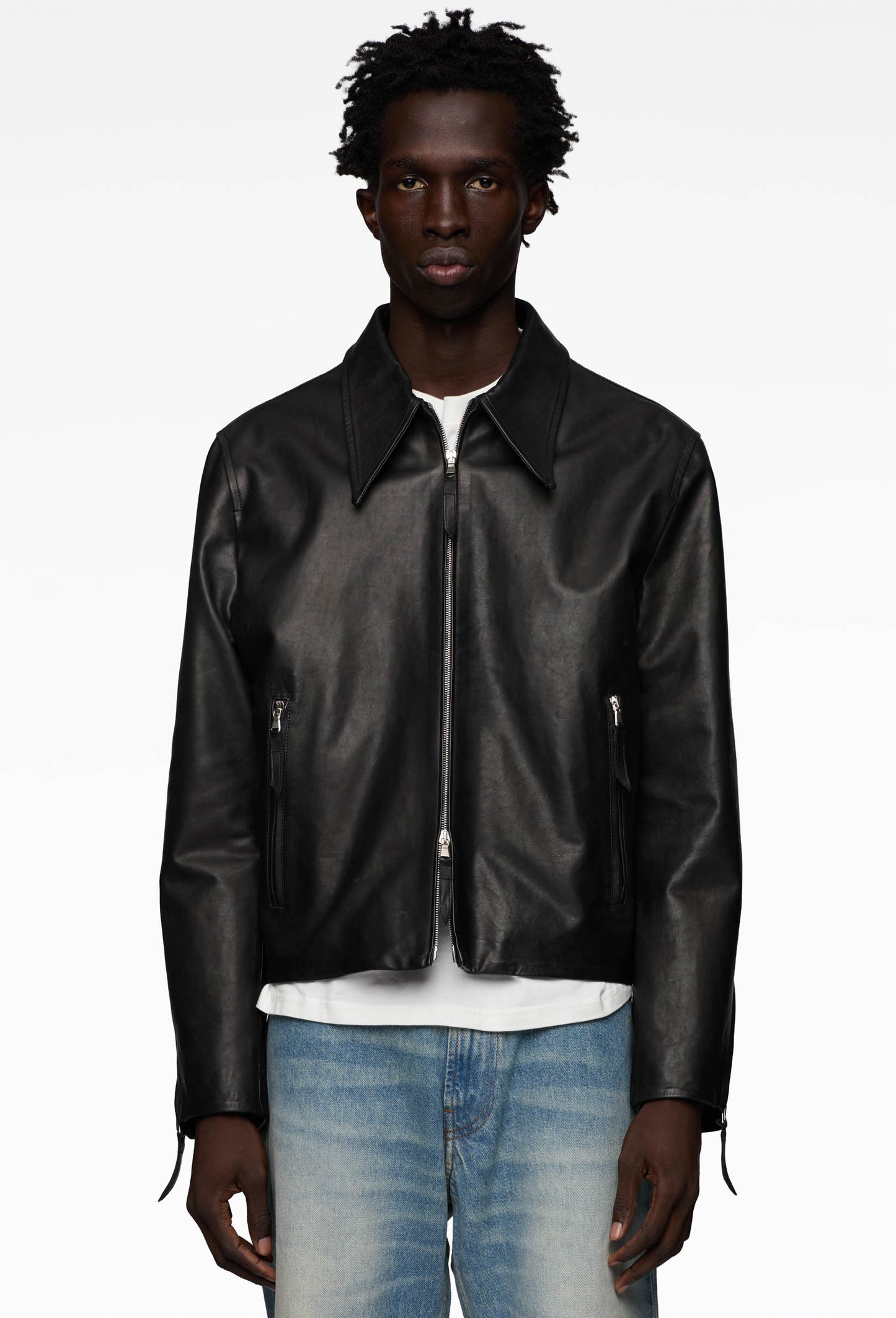 Black Café Racer Leather Jacket