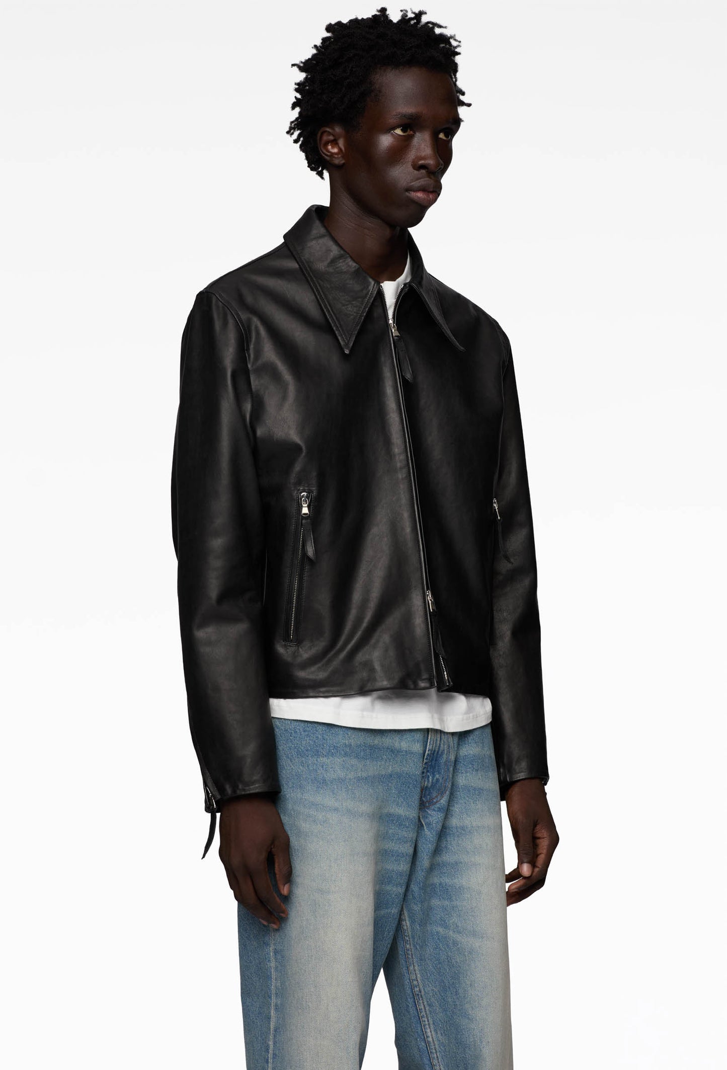 Black Café Racer Leather Jacket