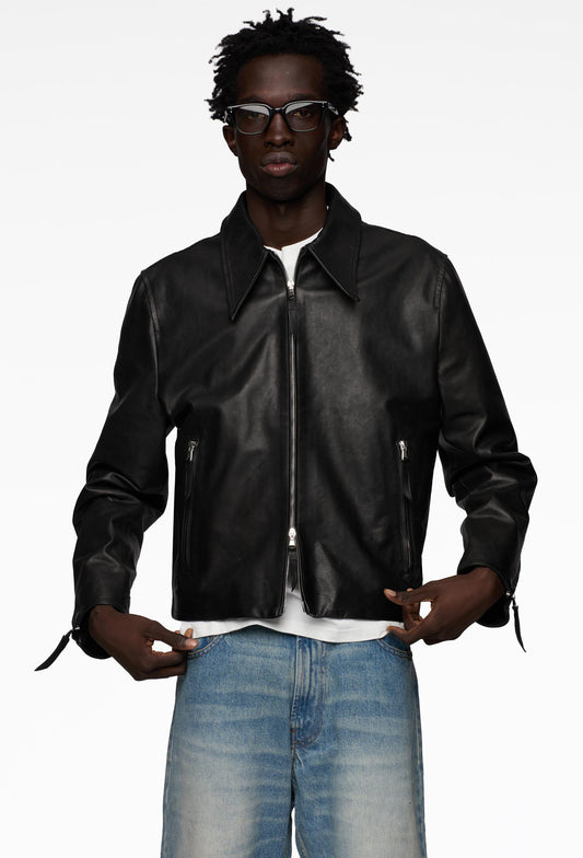 Black Café Racer Leather Jacket