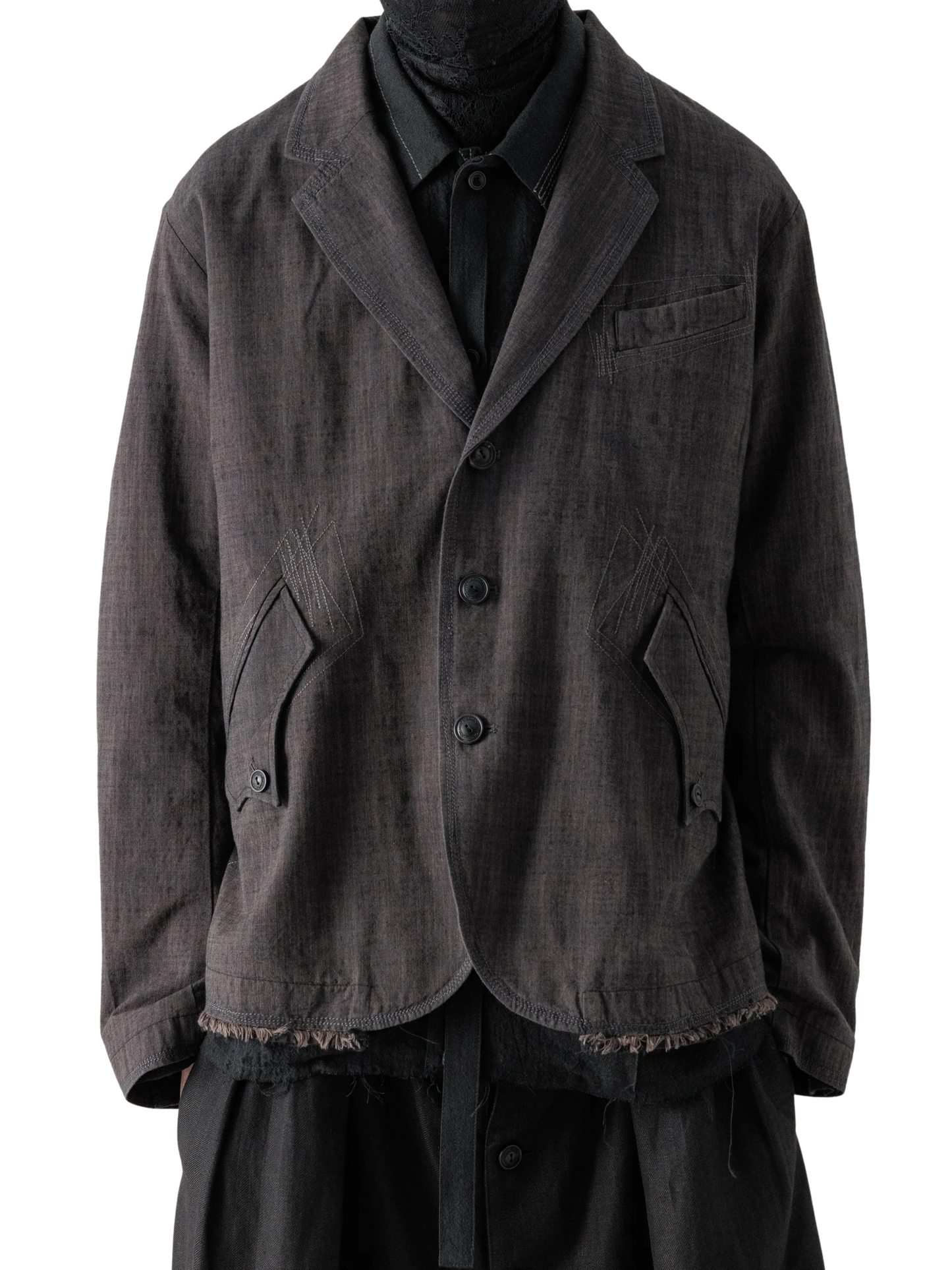 Dust Grey Zig-Zag Stitch Blazer