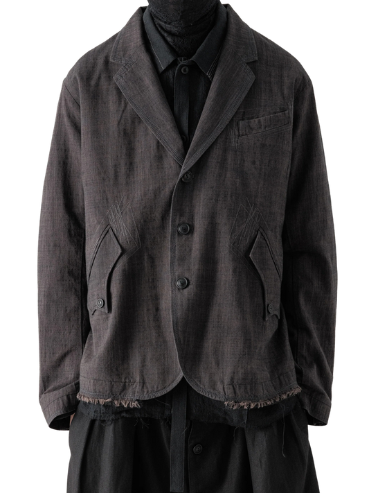 Dust Grey Zig-Zag Stitch Blazer