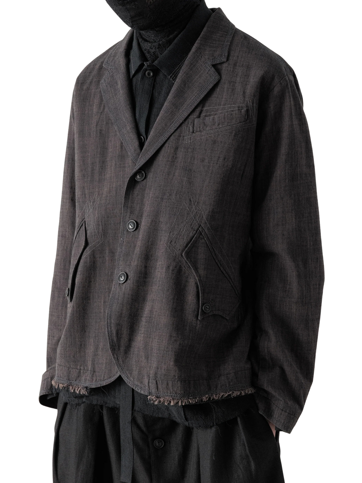 Dust Grey Zig-Zag Stitch Blazer