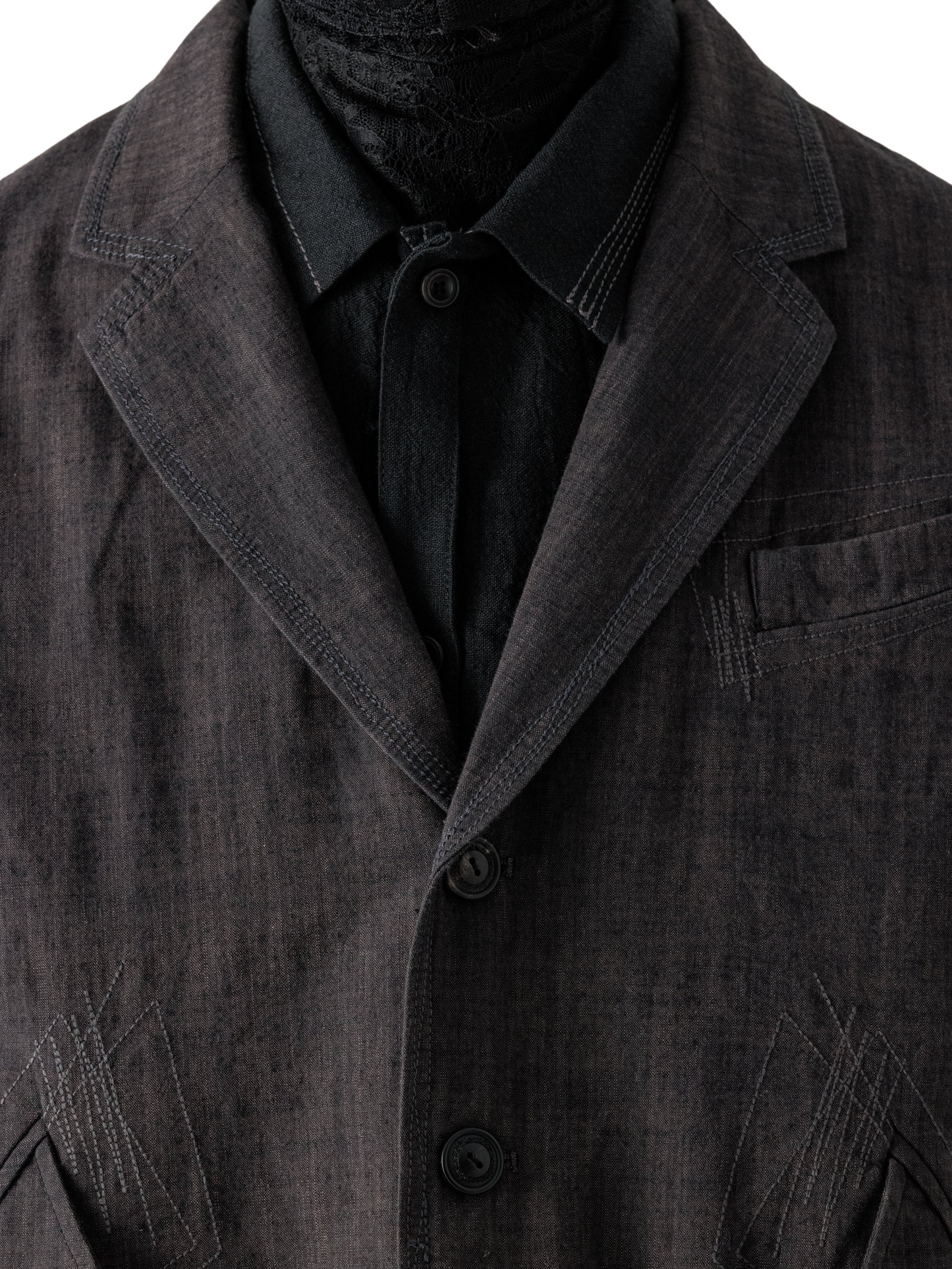 Dust Grey Zig-Zag Stitch Blazer