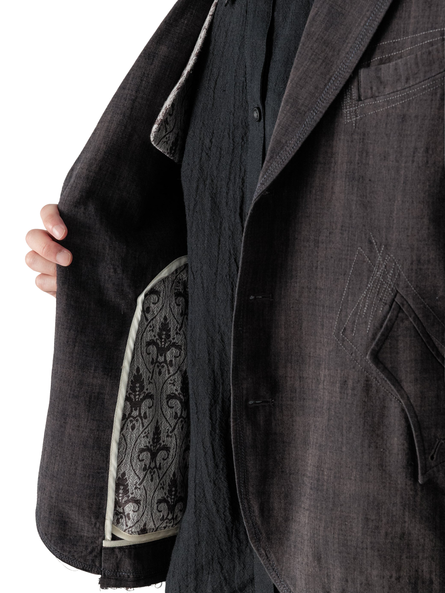 Dust Grey Zig-Zag Stitch Blazer