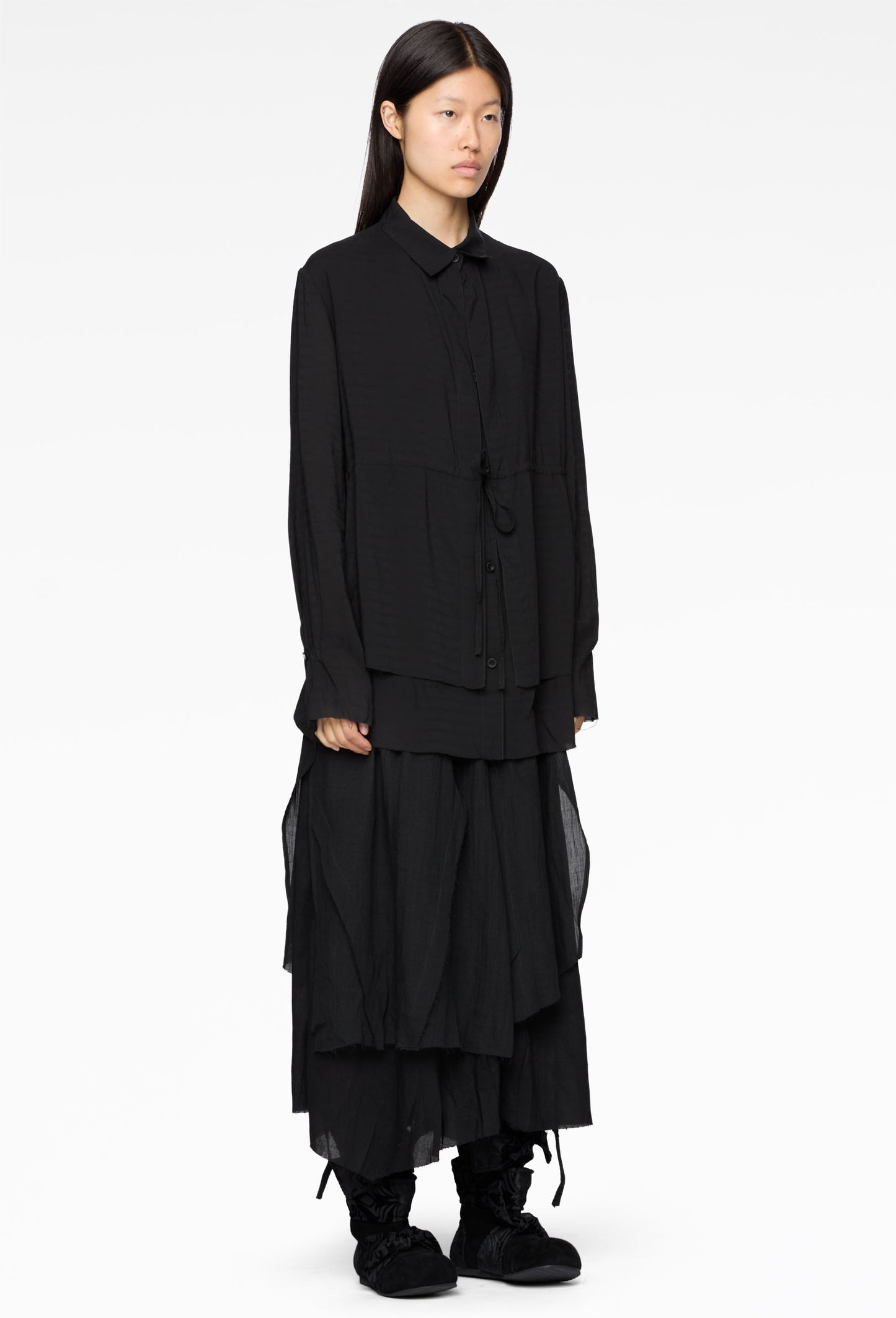 Drawstring Layer Shirt